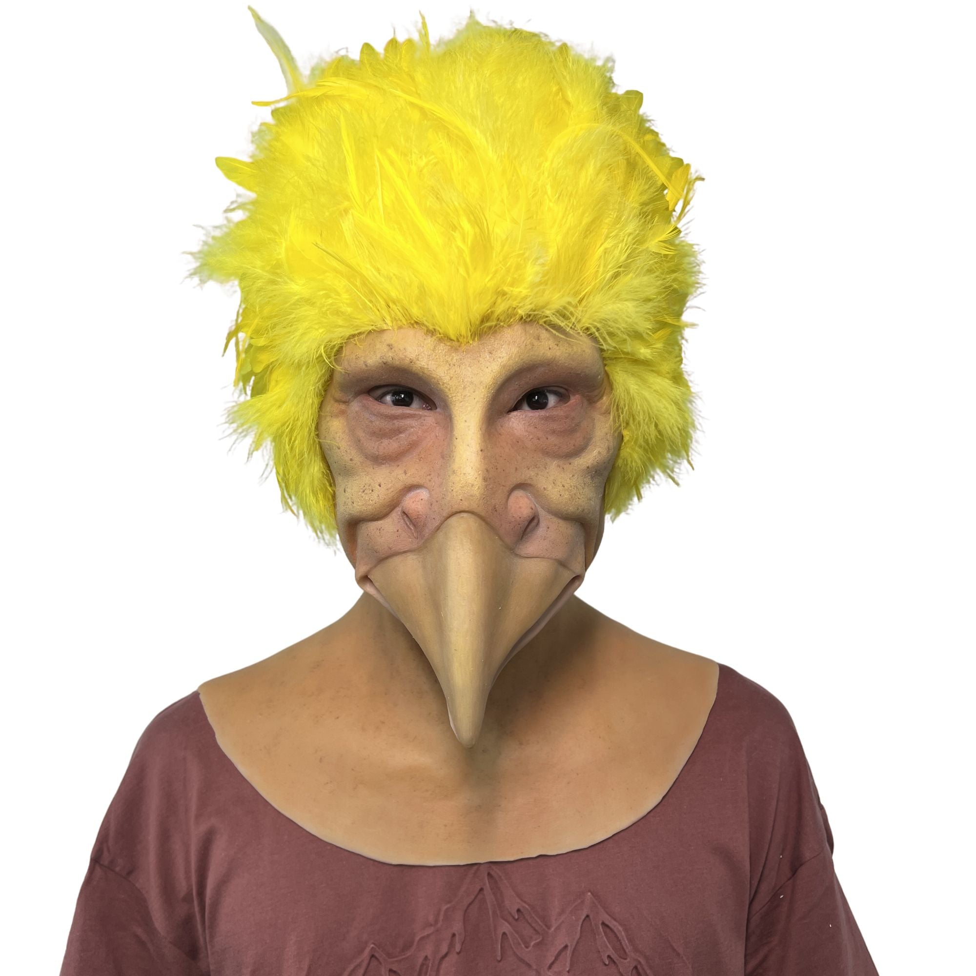 Funny Yellow Bird Mask Full Head – Realistic Animal Cosplay Mask for Halloween, Party & Prank