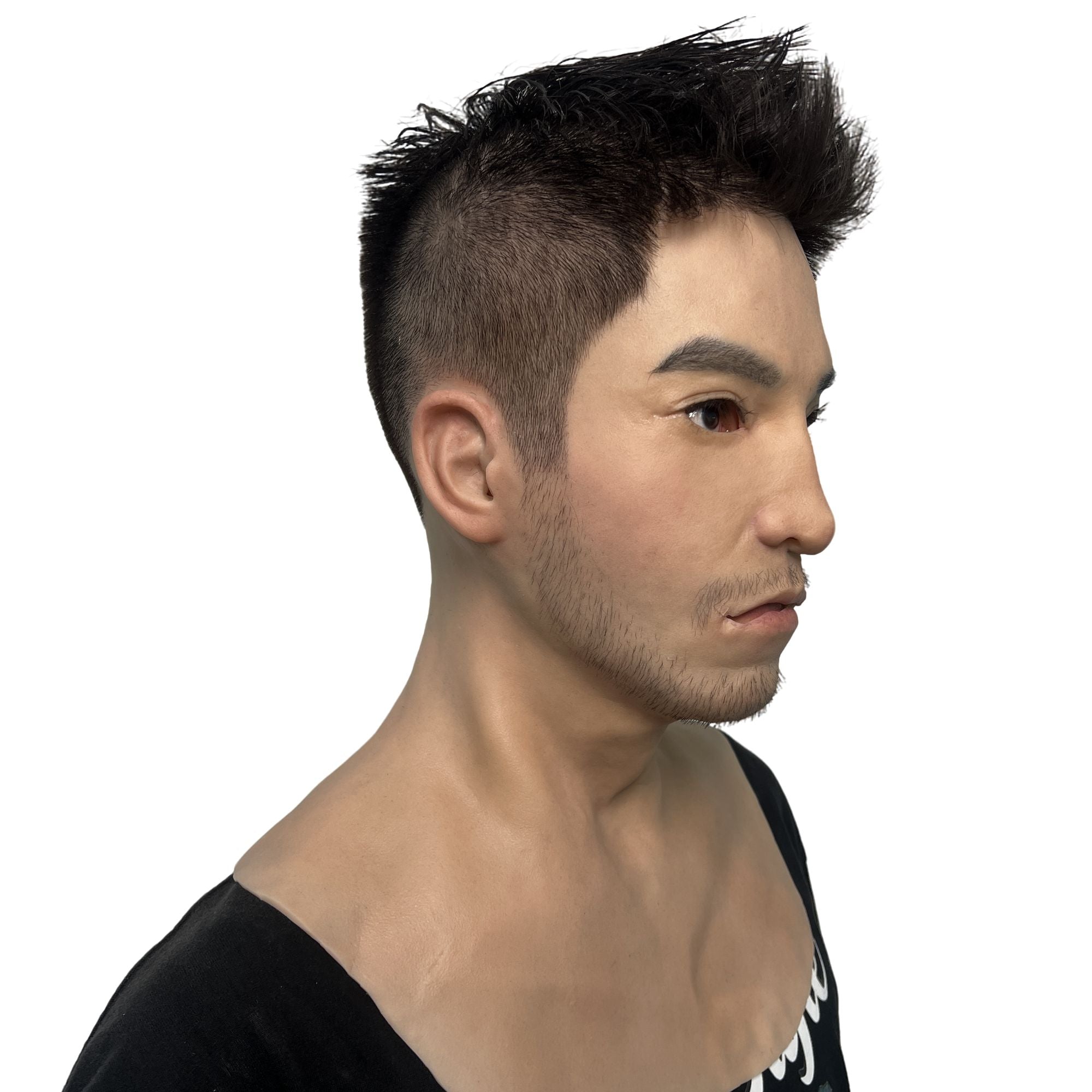 Ultra Realistic Asian Male Silicone Mask Full Head – Serious Expression Disguise Mask for Cosplay, Film & Prank