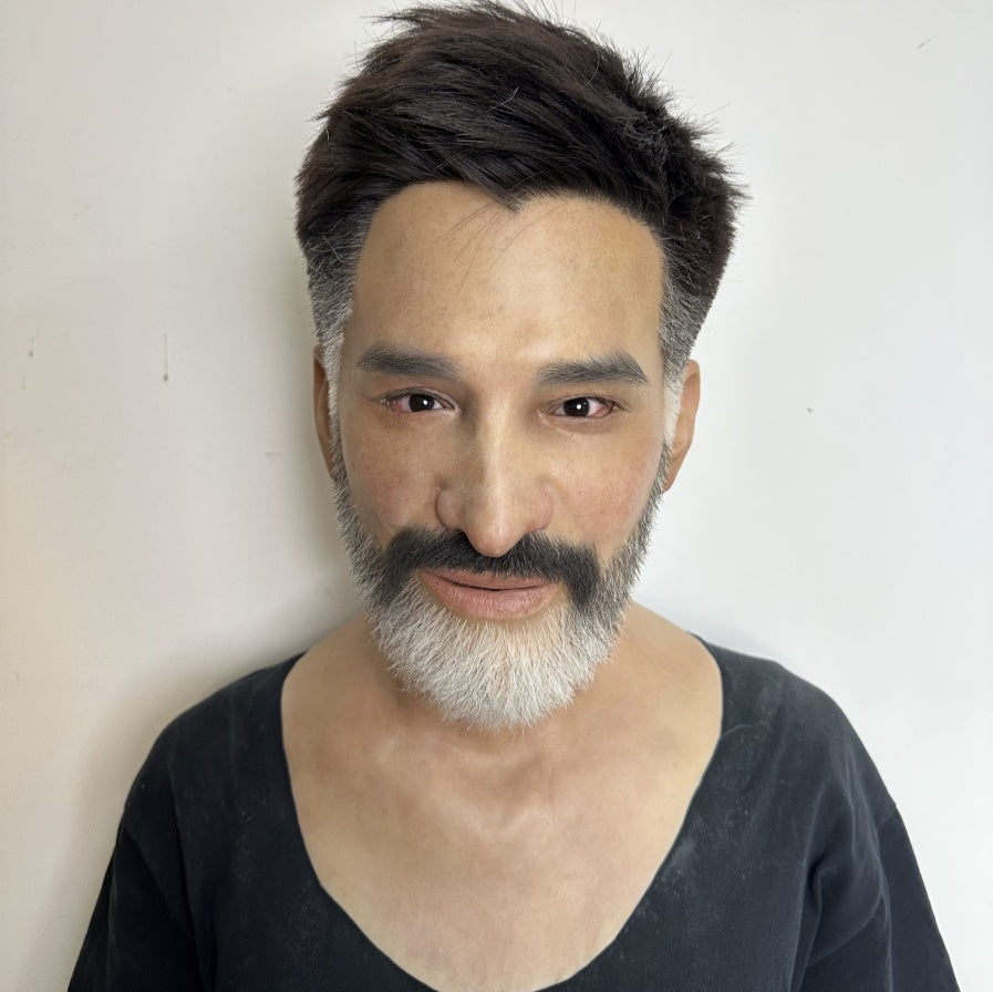 Ultra Realistic Silicone Mask Full Head – Middle-Aged Male Face Mask with Beard for Cosplay, Film FX & Disguise