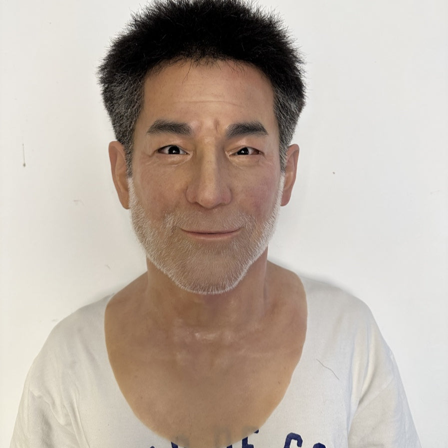 Ultra Realistic Smiling Elderly Male Silicone Mask Full Head – Happy Old Man Mask for Cosplay, Film & Disguise