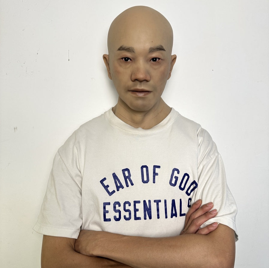 Ultra Realistic Asian Male Silicone Mask – Full Head Human Face Disguise Mask for Film, Social Experiment & Transformation