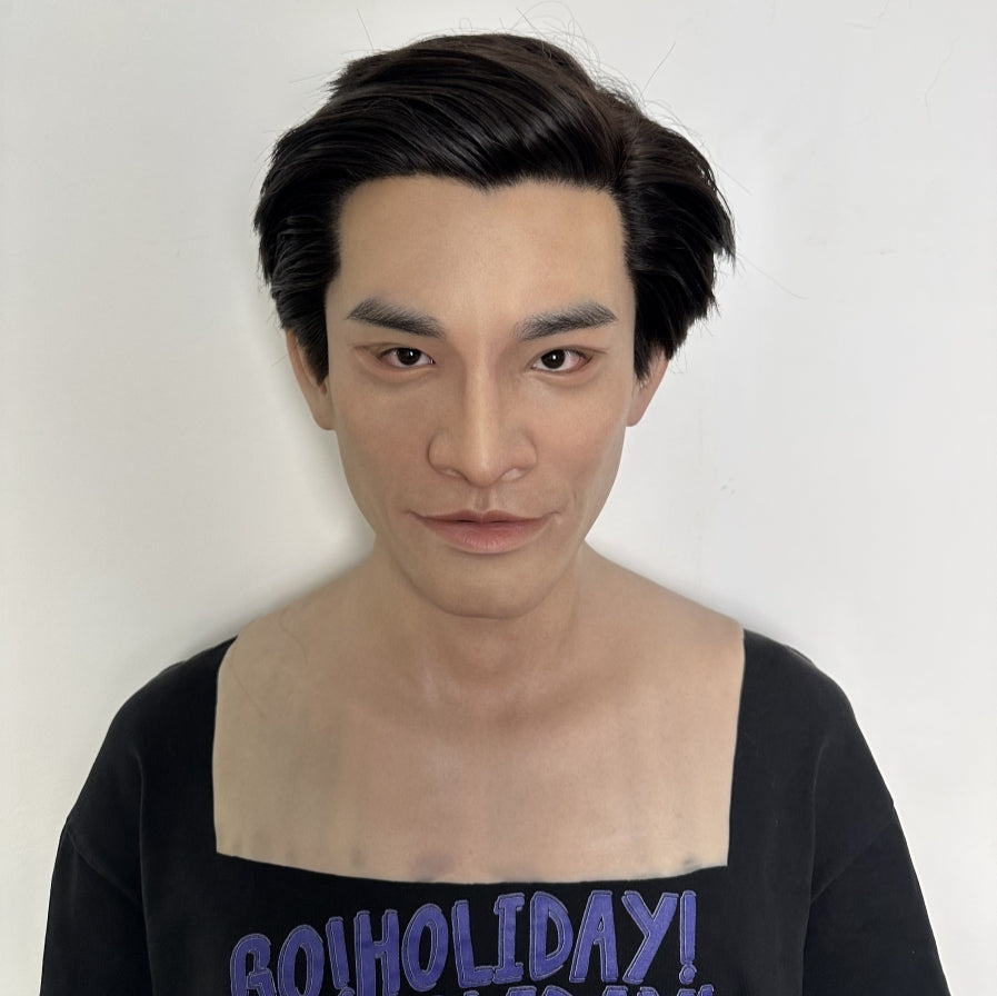 超逼真英俊男性硅胶面具 全头 – 用于伪装、角色扮演和电影的超真实模型面具