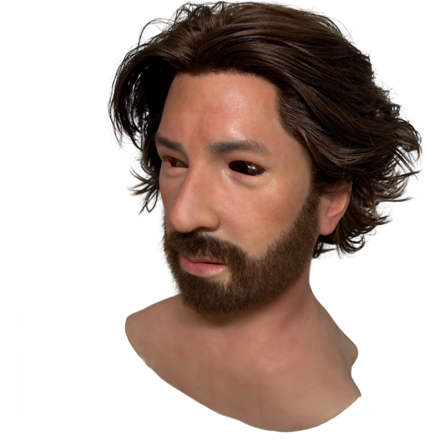 Ultra Realistic Silicone Mask with Hair & Beard – Natural Male Face Mask for Prank, Social Experiment & Film