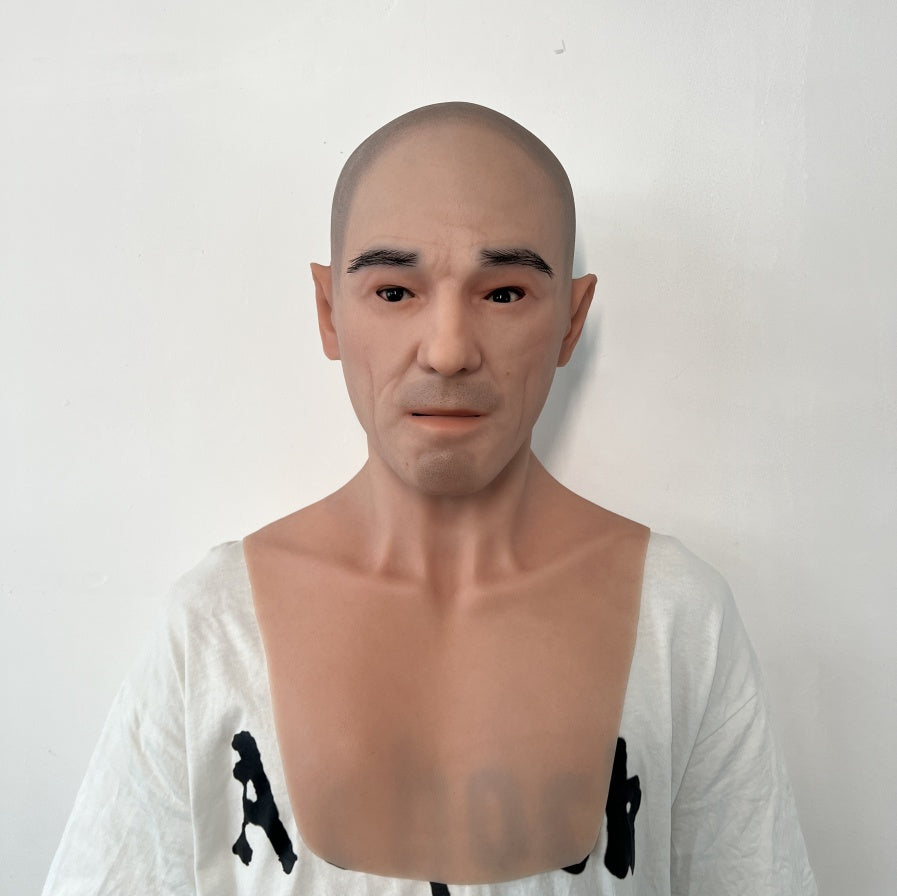 Ultra Realistic Bald Male Silicone Mask – Full Head Human Face Mask for Disguise, Film & Everyday Transformation