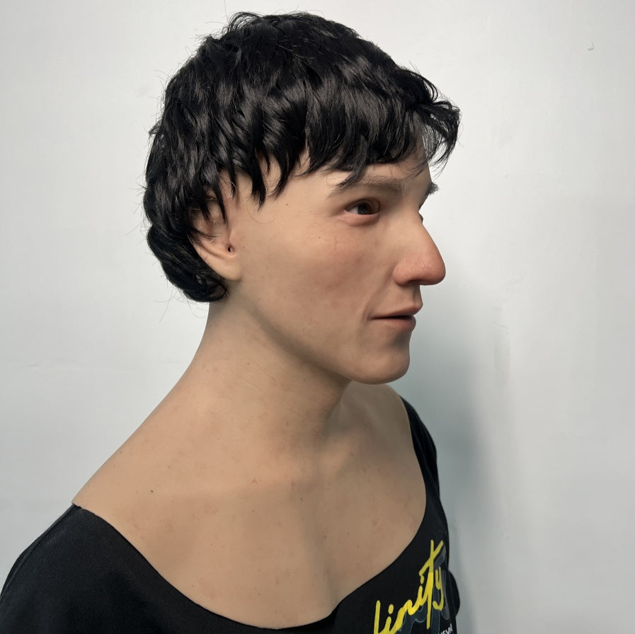 Ultra Realistic Young Boy Silicone Mask Full Head – Hyper Real Teen Male Mask with Hair for Disguise, Prank & Cosplay