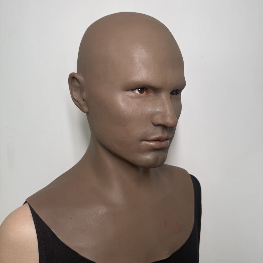 Ultra Realistic Caucasian Male Silicone Mask – Full Head Human Face Disguise Mask for Film, Prank & Identity Transformation