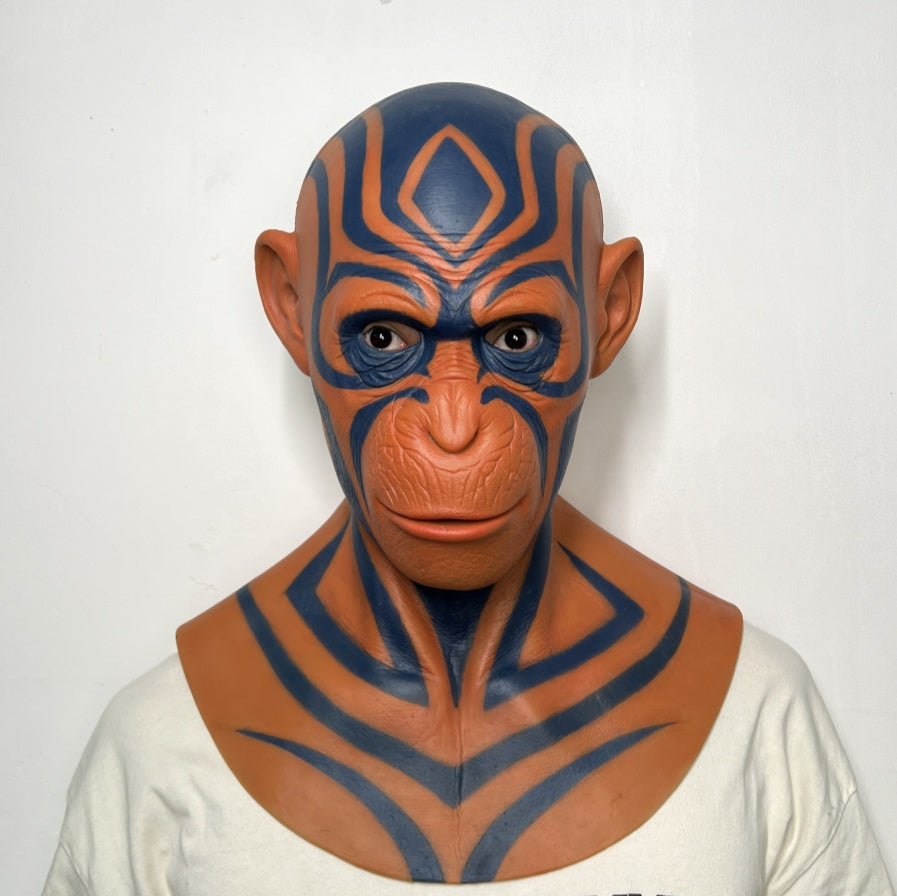 Tribal Monkey Mask Full Head – Artistic Animal Cosplay Mask for Halloween & Costume