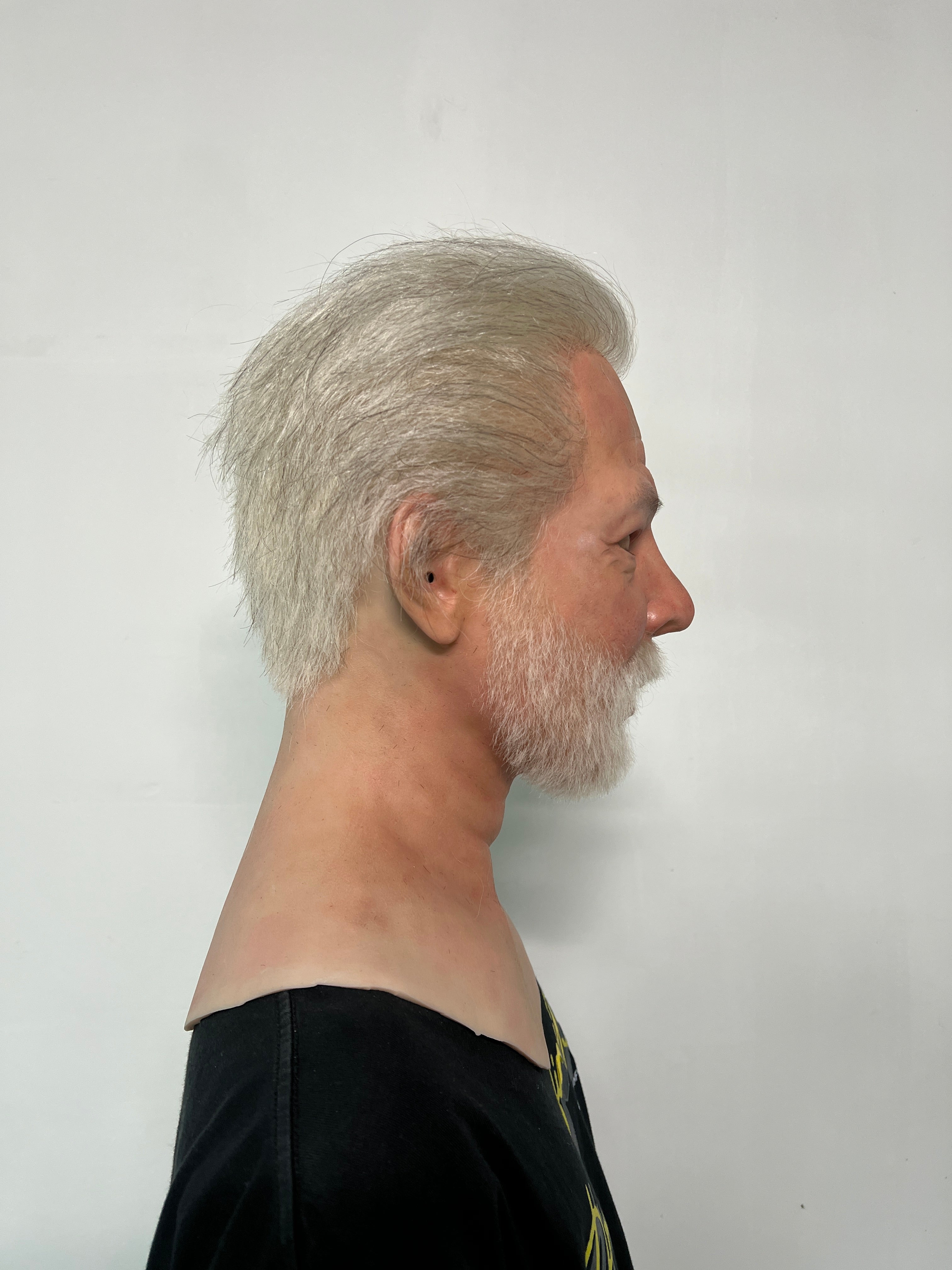 Ultra Realistic Silicone Mask Old Man with White Hair & Beard – Wise Elder Face for Film, Roleplay & Content Creation