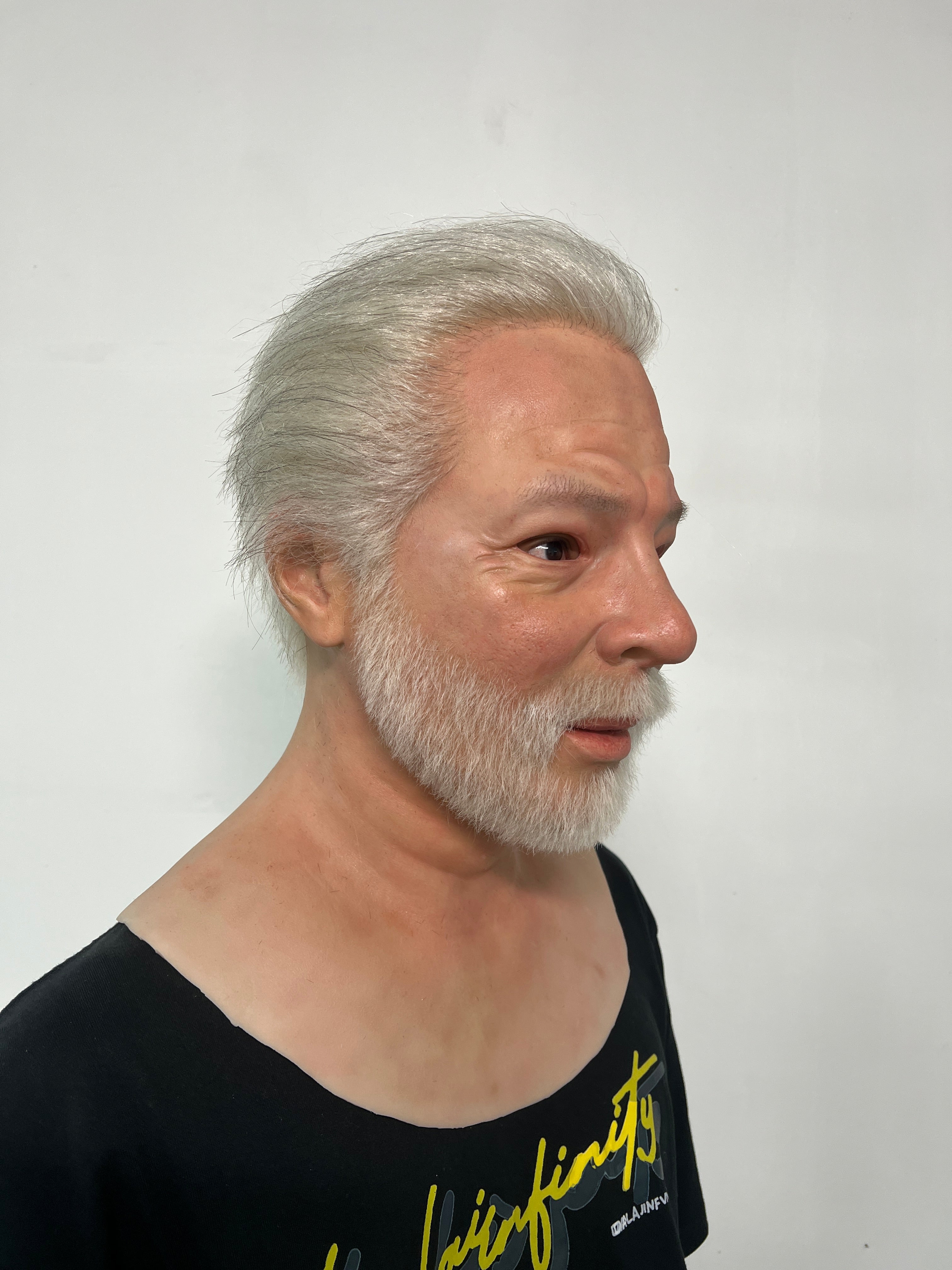Ultra Realistic Silicone Mask Old Man with White Hair & Beard – Wise Elder Face for Film, Roleplay & Content Creation