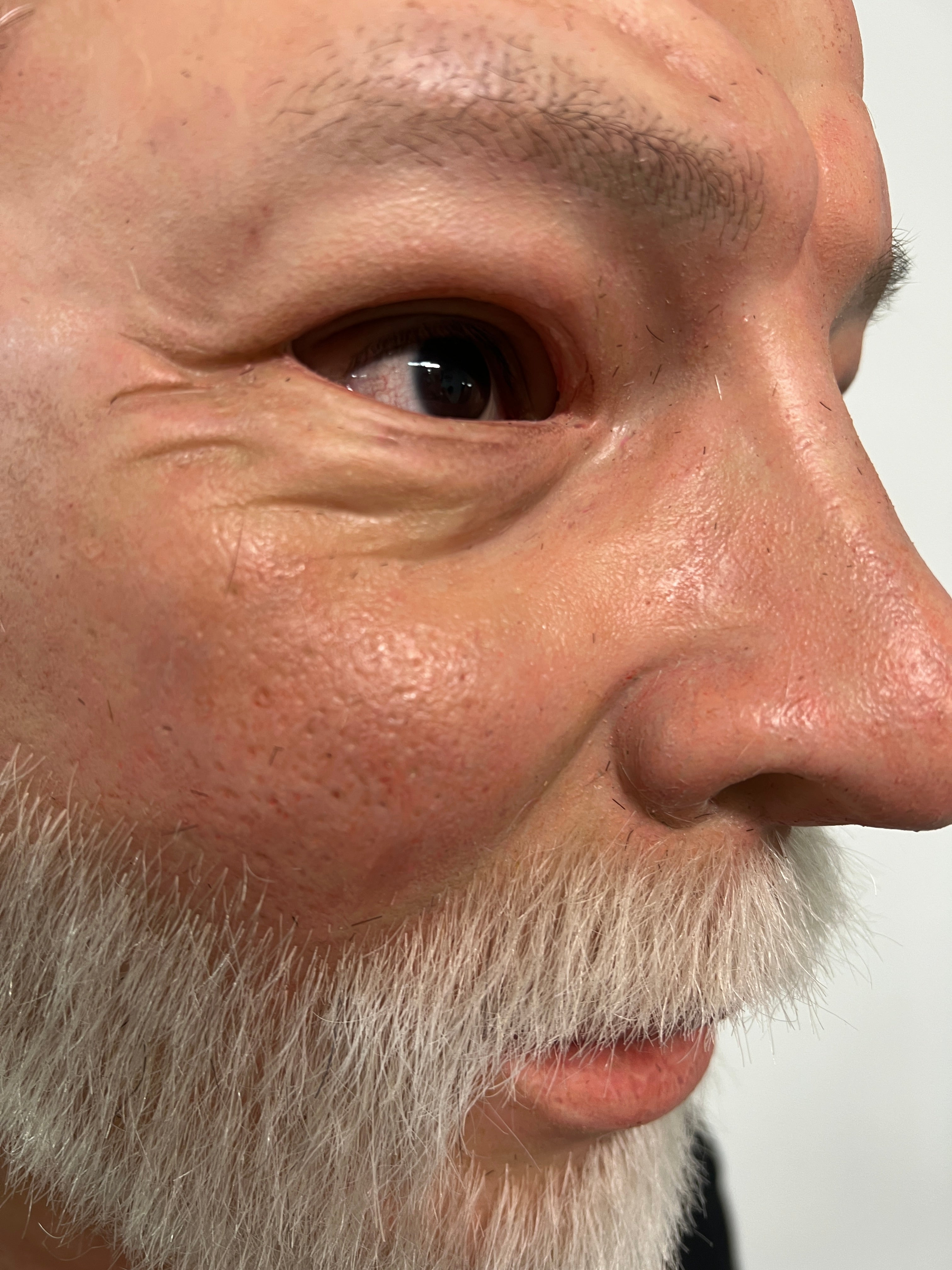 Ultra Realistic Silicone Mask Old Man with White Hair & Beard – Wise Elder Face for Film, Roleplay & Content Creation