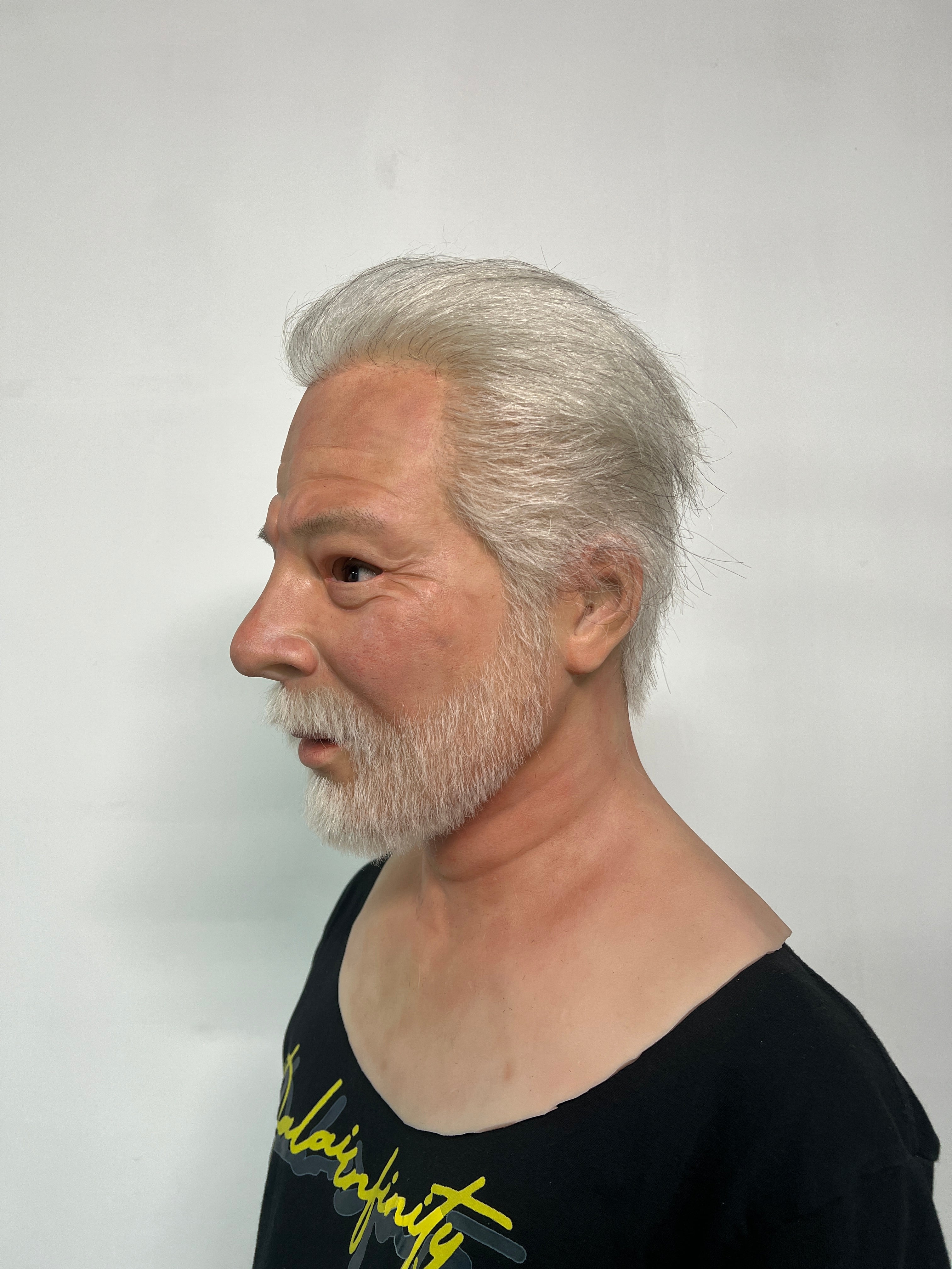 Ultra Realistic Silicone Mask Old Man with White Hair & Beard – Wise Elder Face for Film, Roleplay & Content Creation