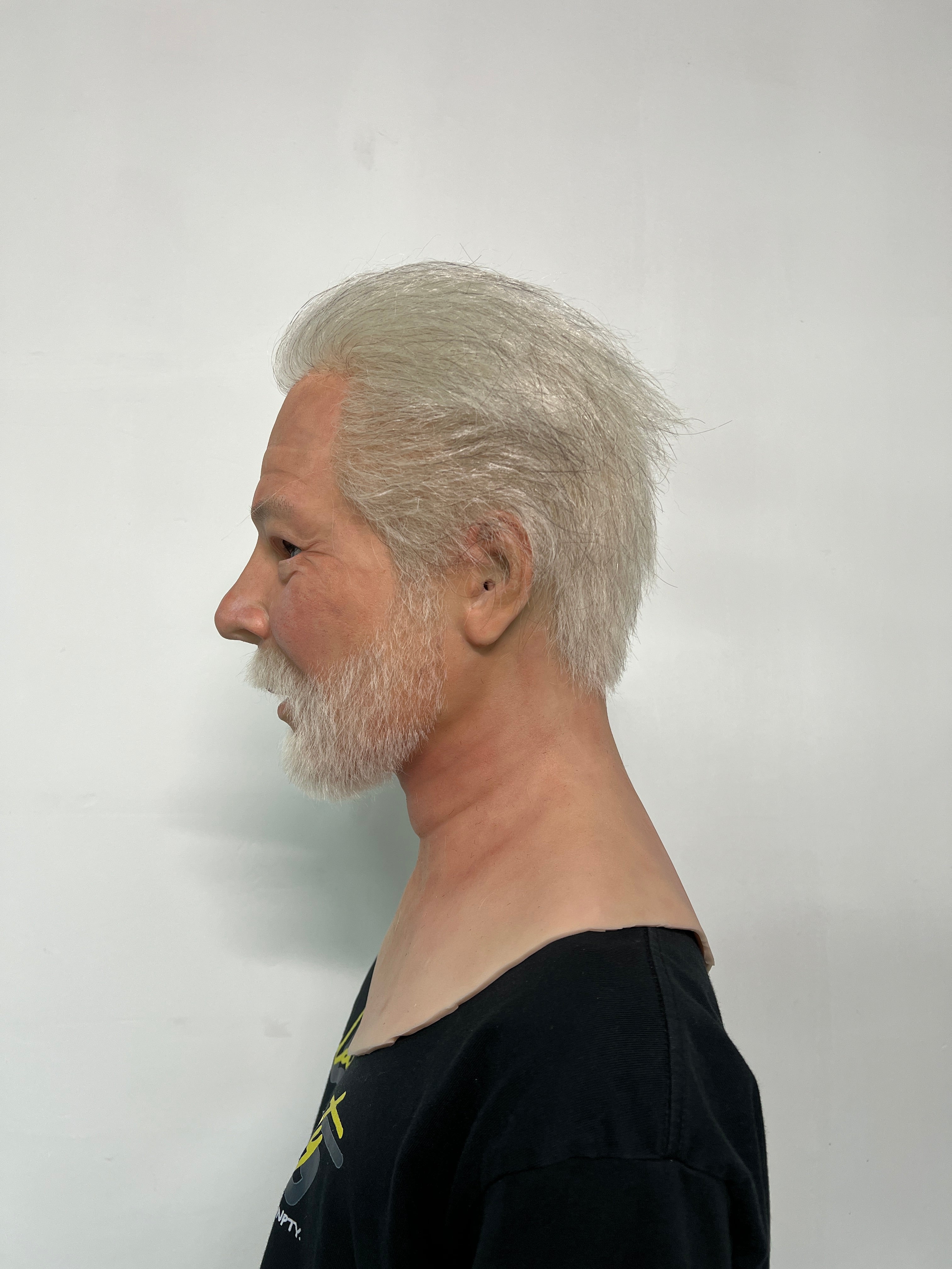 Ultra Realistic Silicone Mask Old Man with White Hair & Beard – Wise Elder Face for Film, Roleplay & Content Creation