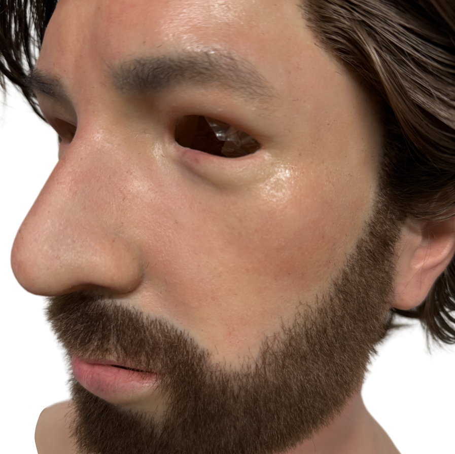 Ultra Realistic Silicone Mask with Hair & Beard – Natural Male Face Mask for Prank, Social Experiment & Film