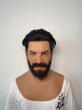 Ultra Realistic Bearded Male Silicone Mask – Full Head Human Disguise Mask with Hair for Film, Cosplay & Real-Life Transformation