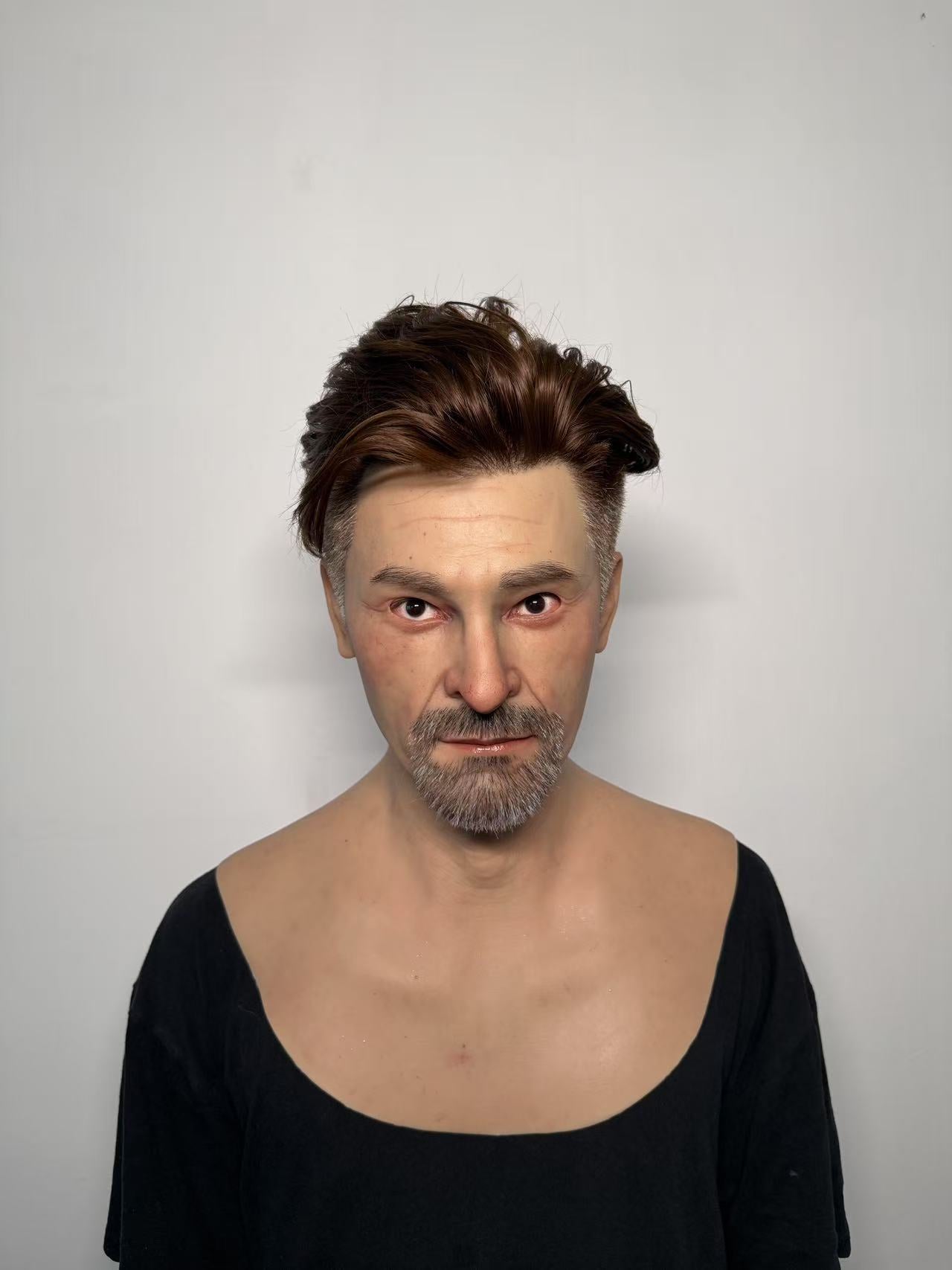 Ultra Realistic Male Silicone Mask Full Head – Hyper Real Middle-Aged Man Mask with Hair & Beard for Film, Cosplay & Disguise