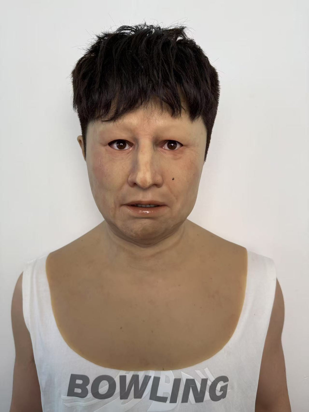 Ultra Realistic Silicone Mask with Hair – Natural Middle-Aged Human Disguise Mask for Film & Social Experiments
