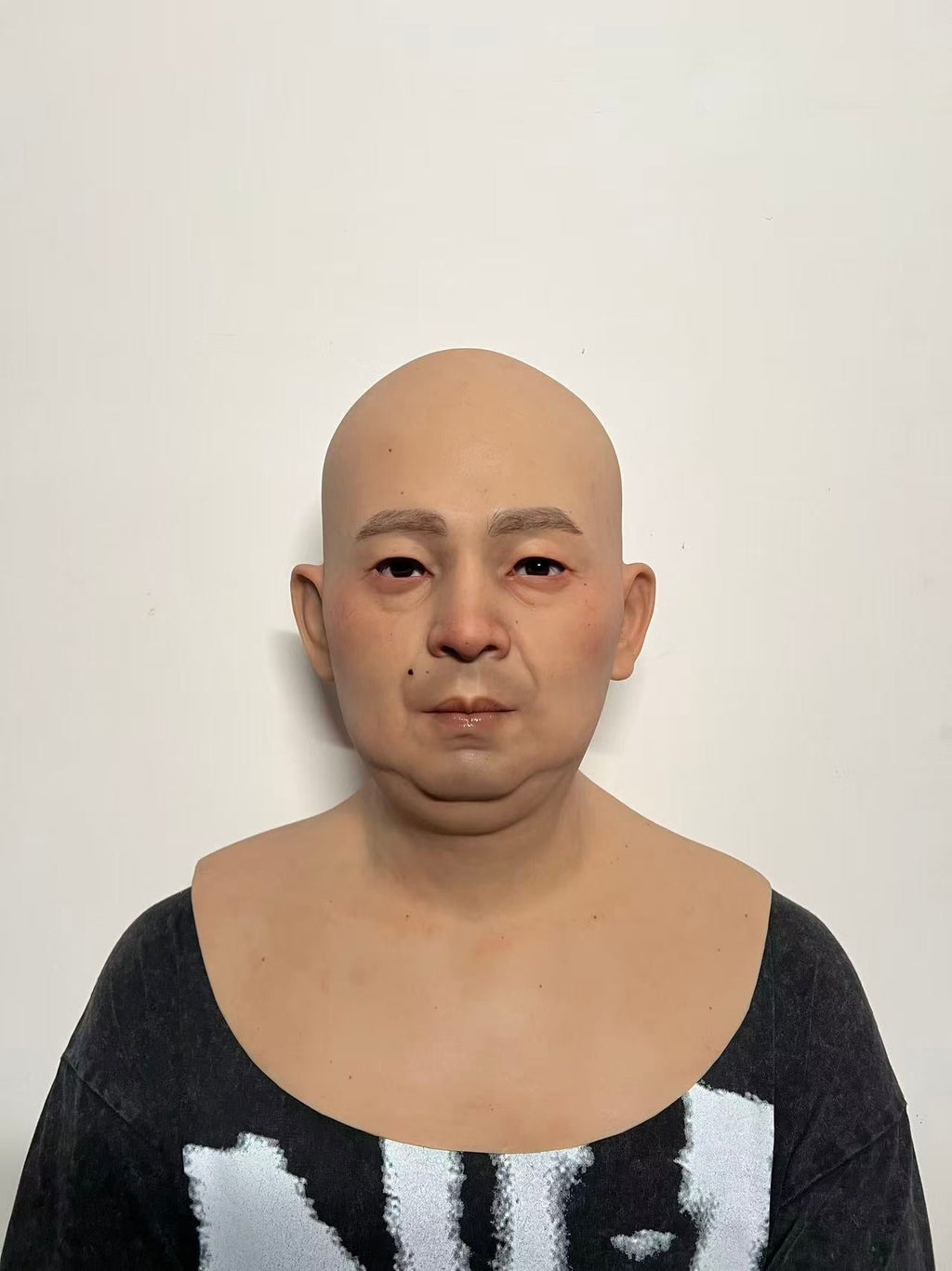 Ultra Realistic Bald Asian Male Silicone Mask – Full Head Human Face Mask for Disguise, Film & Everyday Identity Transformation