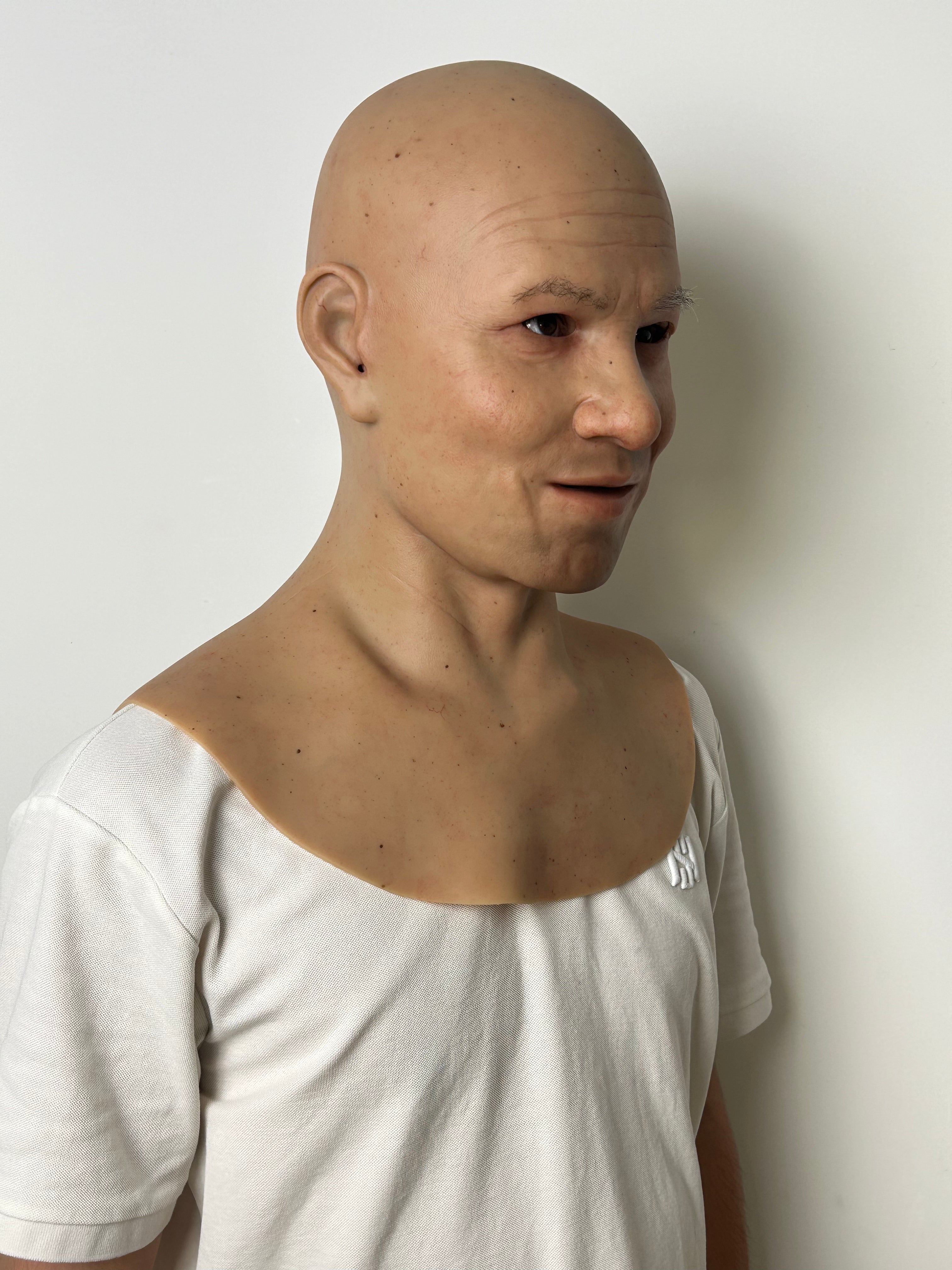 Ultra Realistic Bald Middle-Aged Silicone Mask Full Head – Hyper Real Male Disguise Mask for Prank, Cosplay & Film