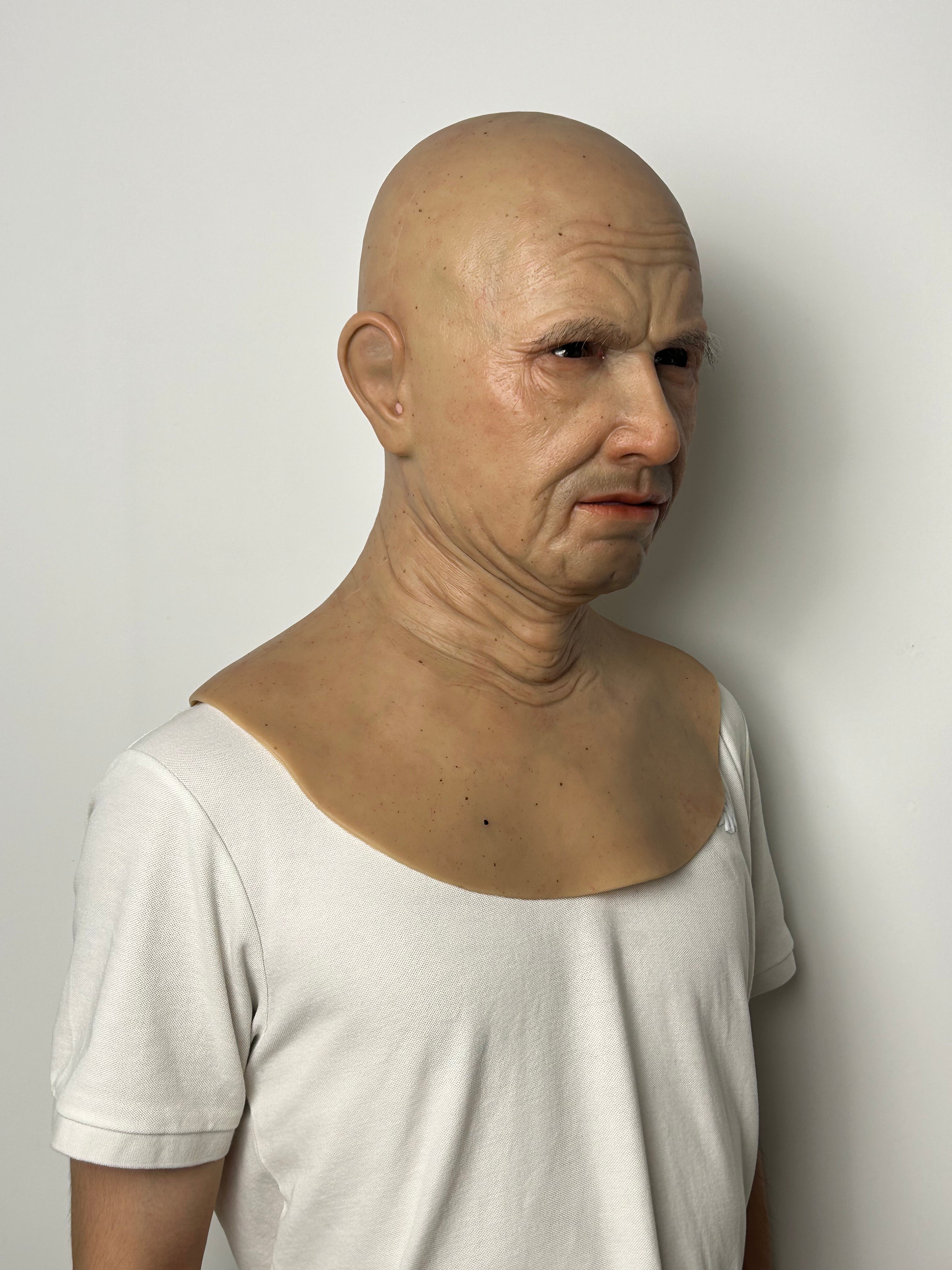 Ultra Realistic Old Man Silicone Mask – Aging Transformation Face Mask for Prank, Film & Social Experiment