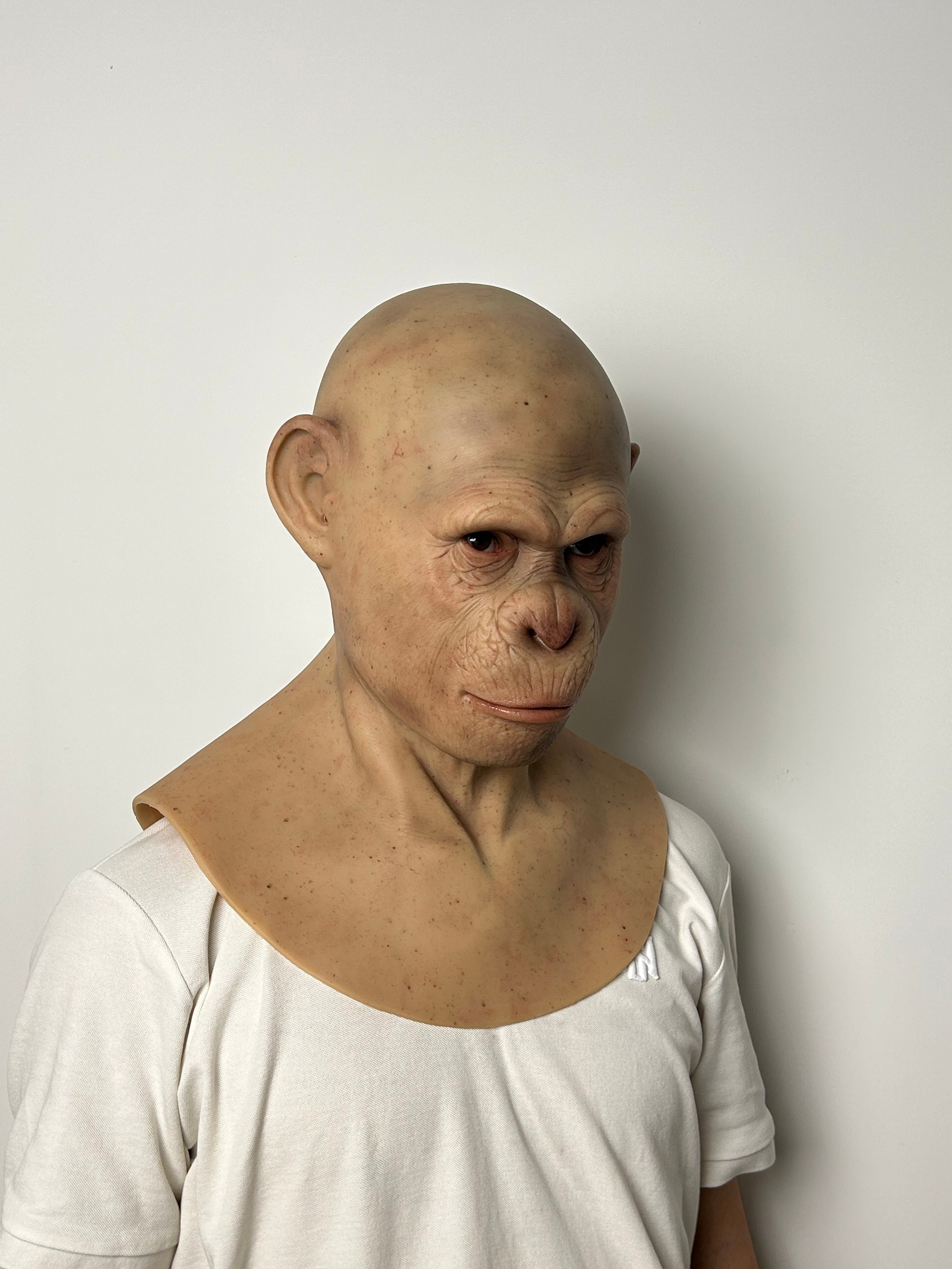 Ultra Realistic Primate Mask Full Head – Hyper Detailed Ape Silicone Mask for Cosplay, Film & Halloween