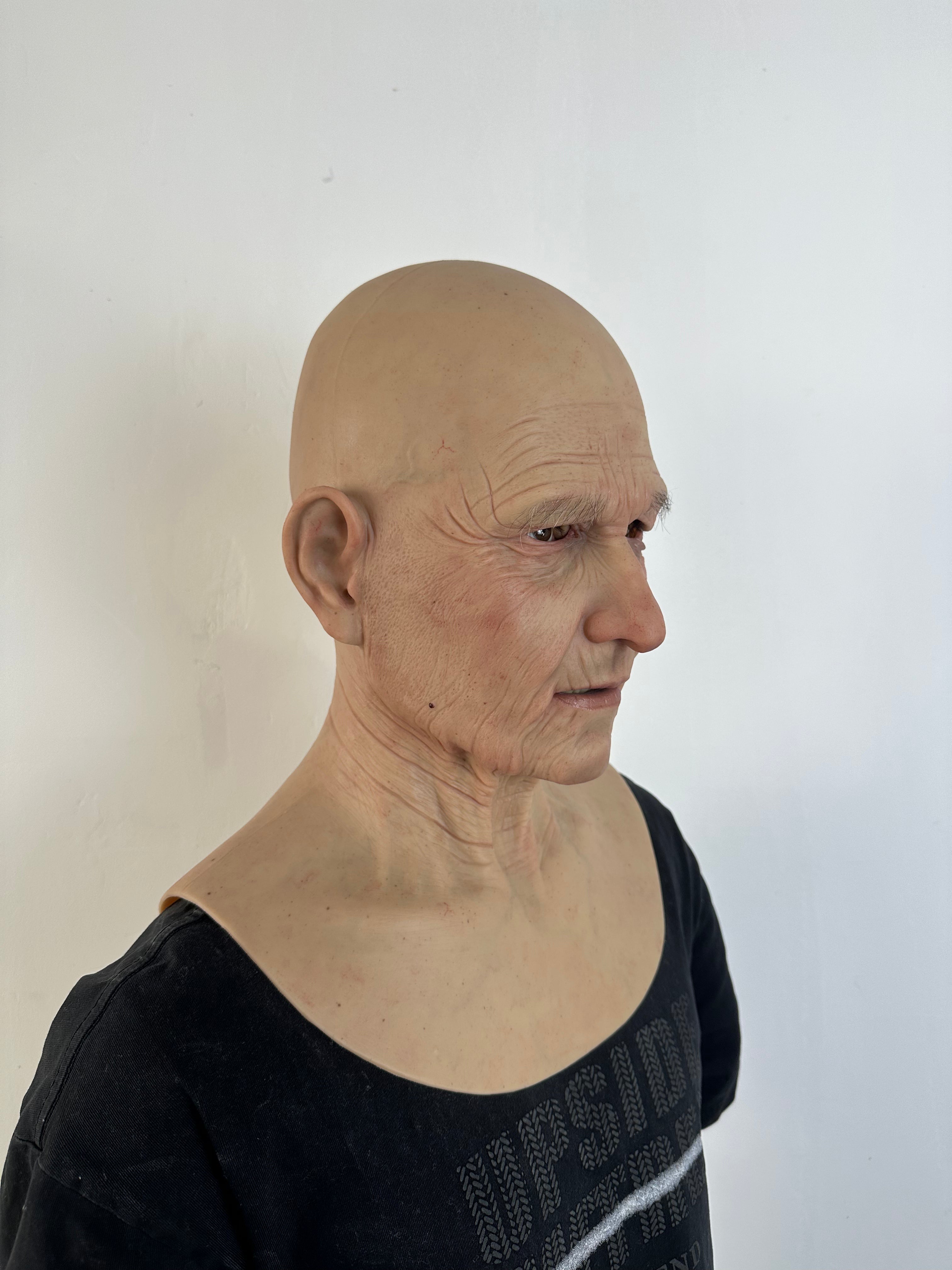 Ultra Realistic Elderly Man Silicone Mask – Full Head Old Person Disguise Mask for Film, Prank & Social Experiment