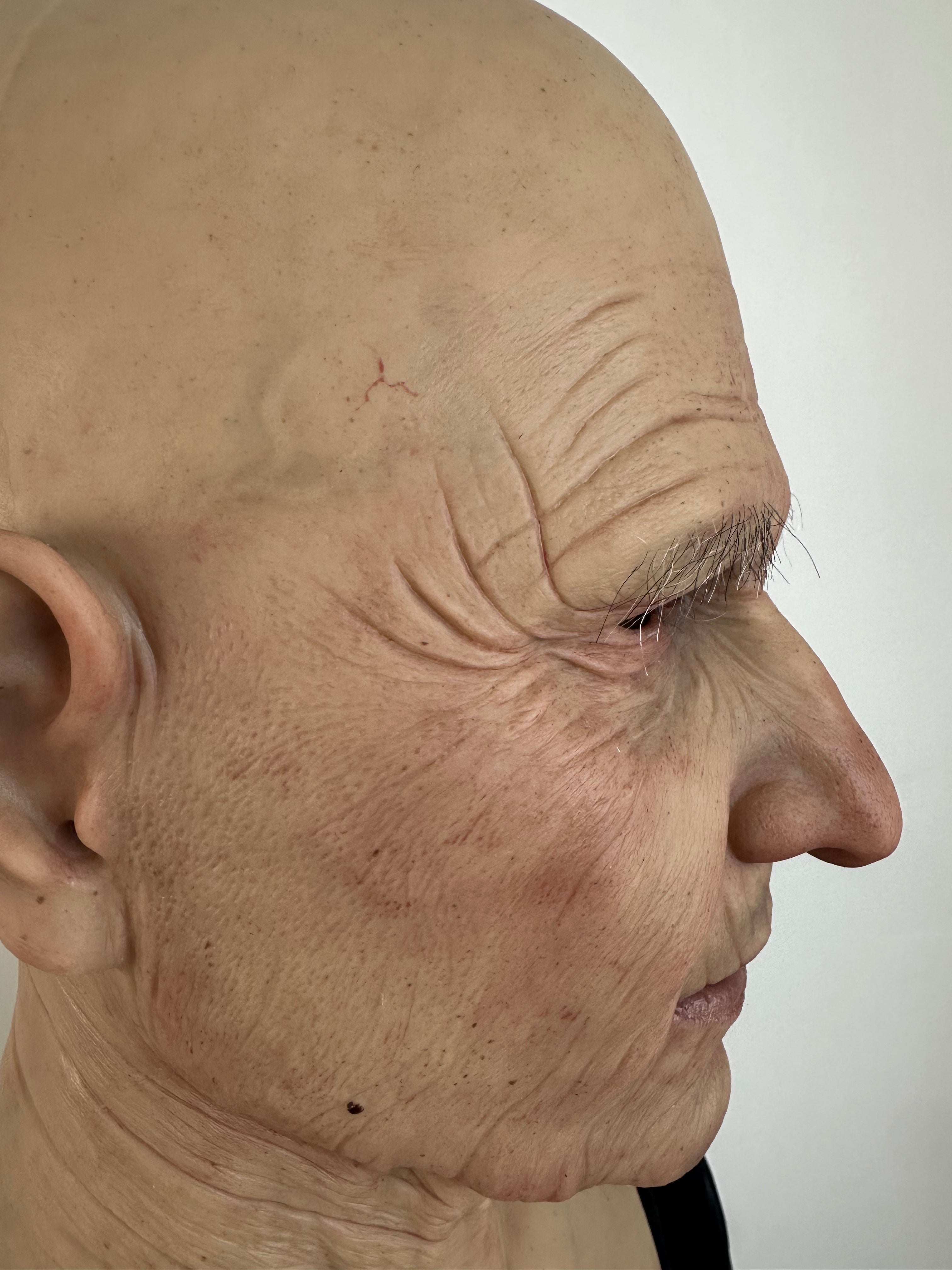 Ultra Realistic Elderly Man Silicone Mask – Full Head Old Person Disguise Mask for Film, Prank & Social Experiment