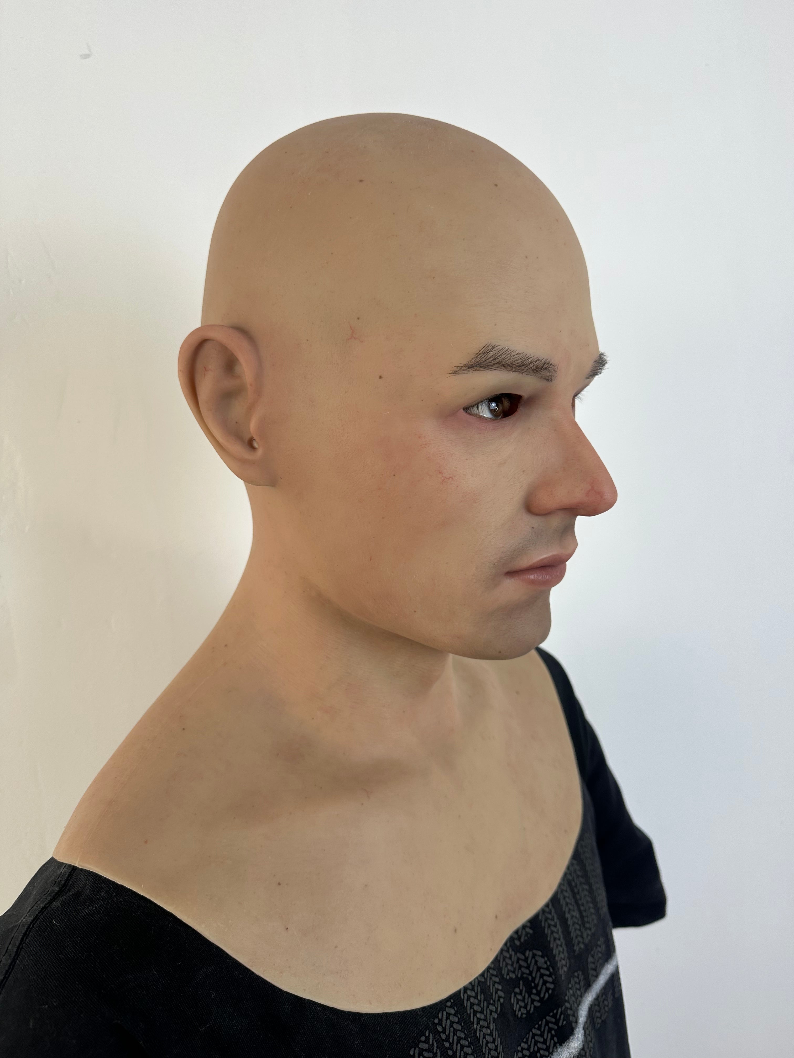 Realistic Bald Silicone Mask Full Head – Human Disguise Mask for Cosplay, Prank & Film