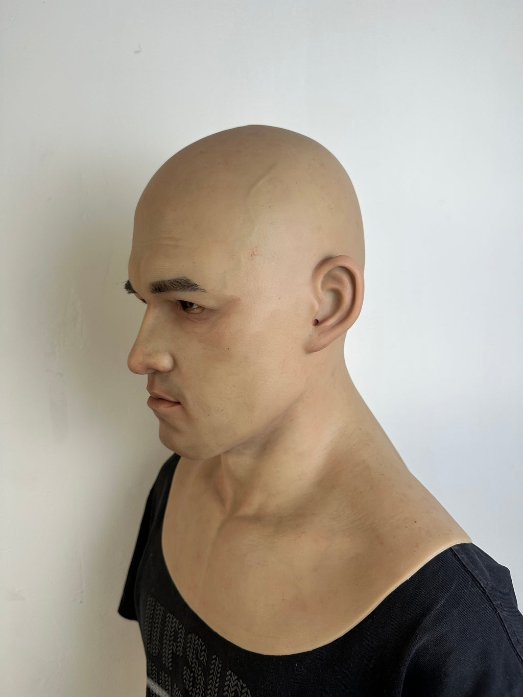 Ultra Realistic Bald Asian Male Silicone Mask Full Head – Strong Face Cosplay Disguise Mask