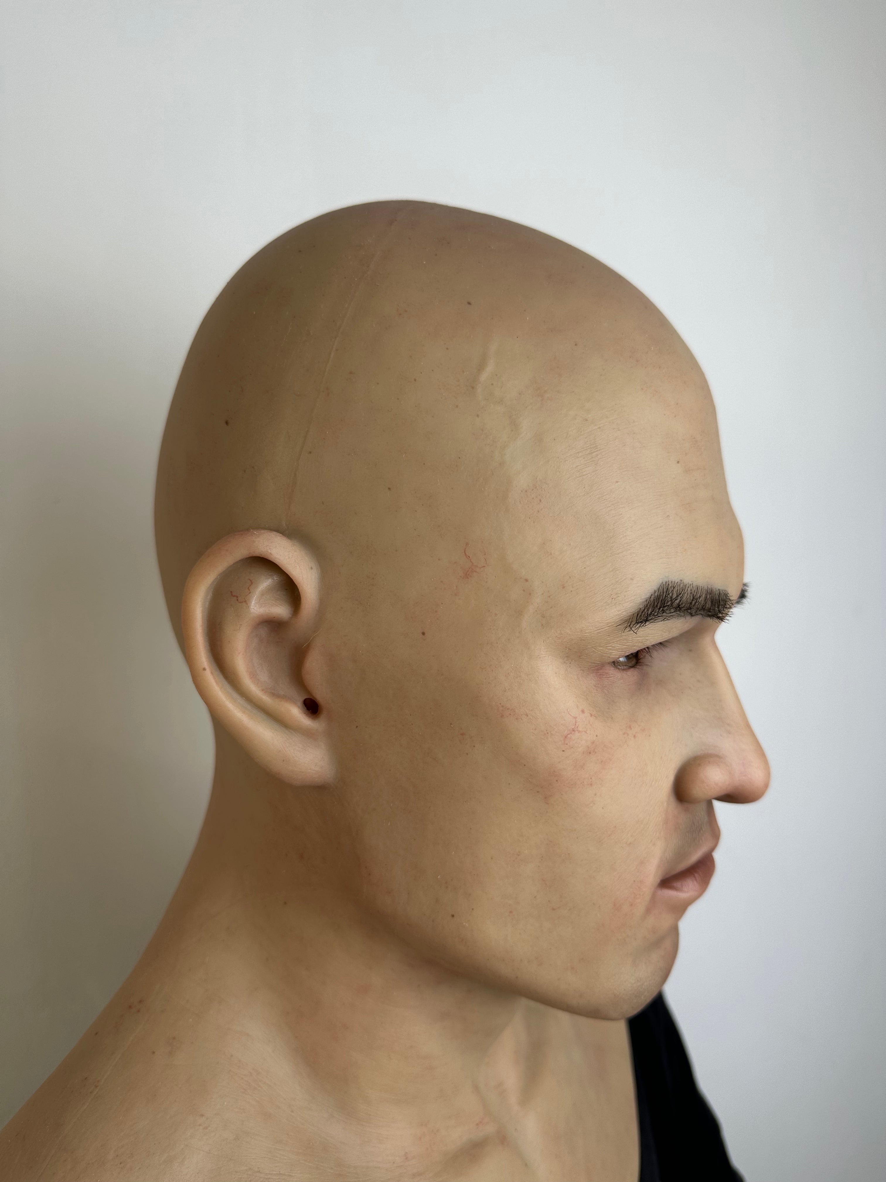 Ultra Realistic Bald Asian Male Silicone Mask Full Head – Strong Face Cosplay Disguise Mask