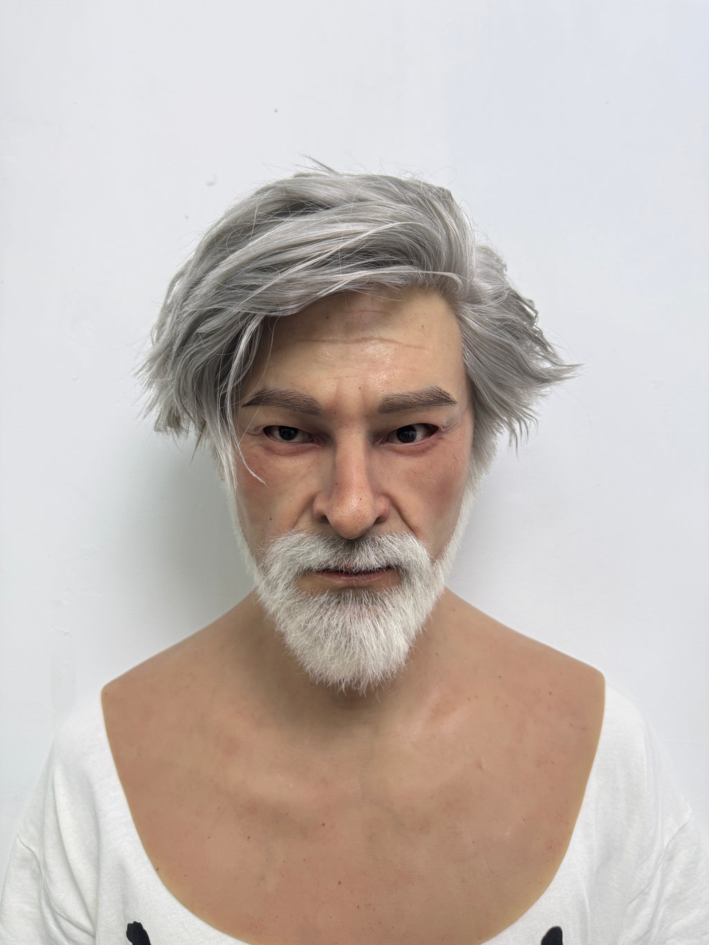 Ultra Realistic Old Man Silicone Mask Full Head with Beard for Cosplay & Film