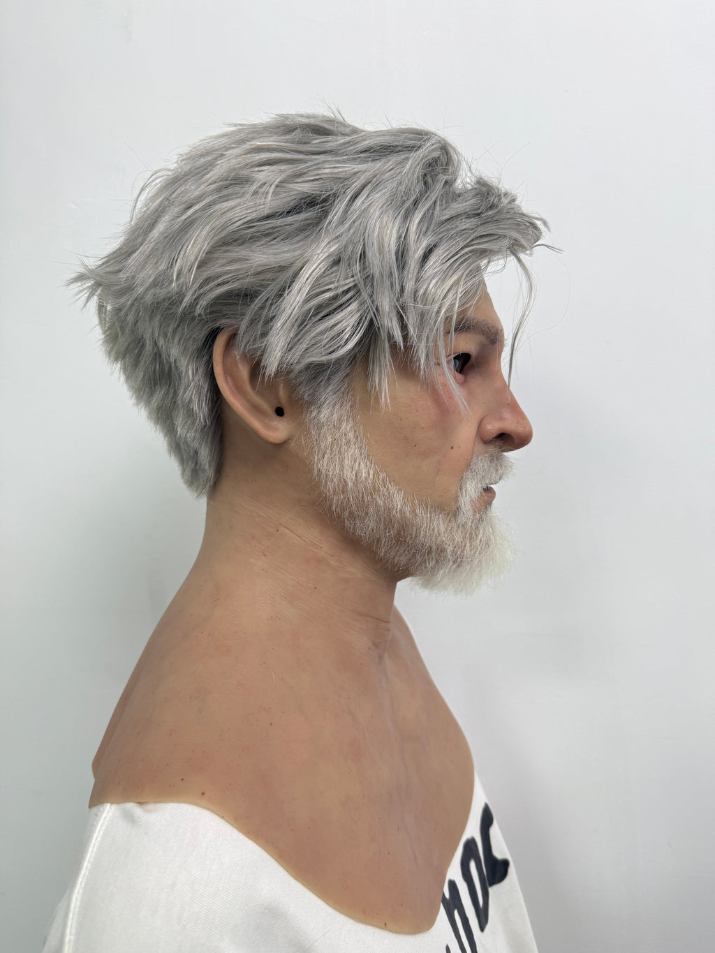 Ultra Realistic Old Man Silicone Mask Full Head with Beard for Cosplay & Film