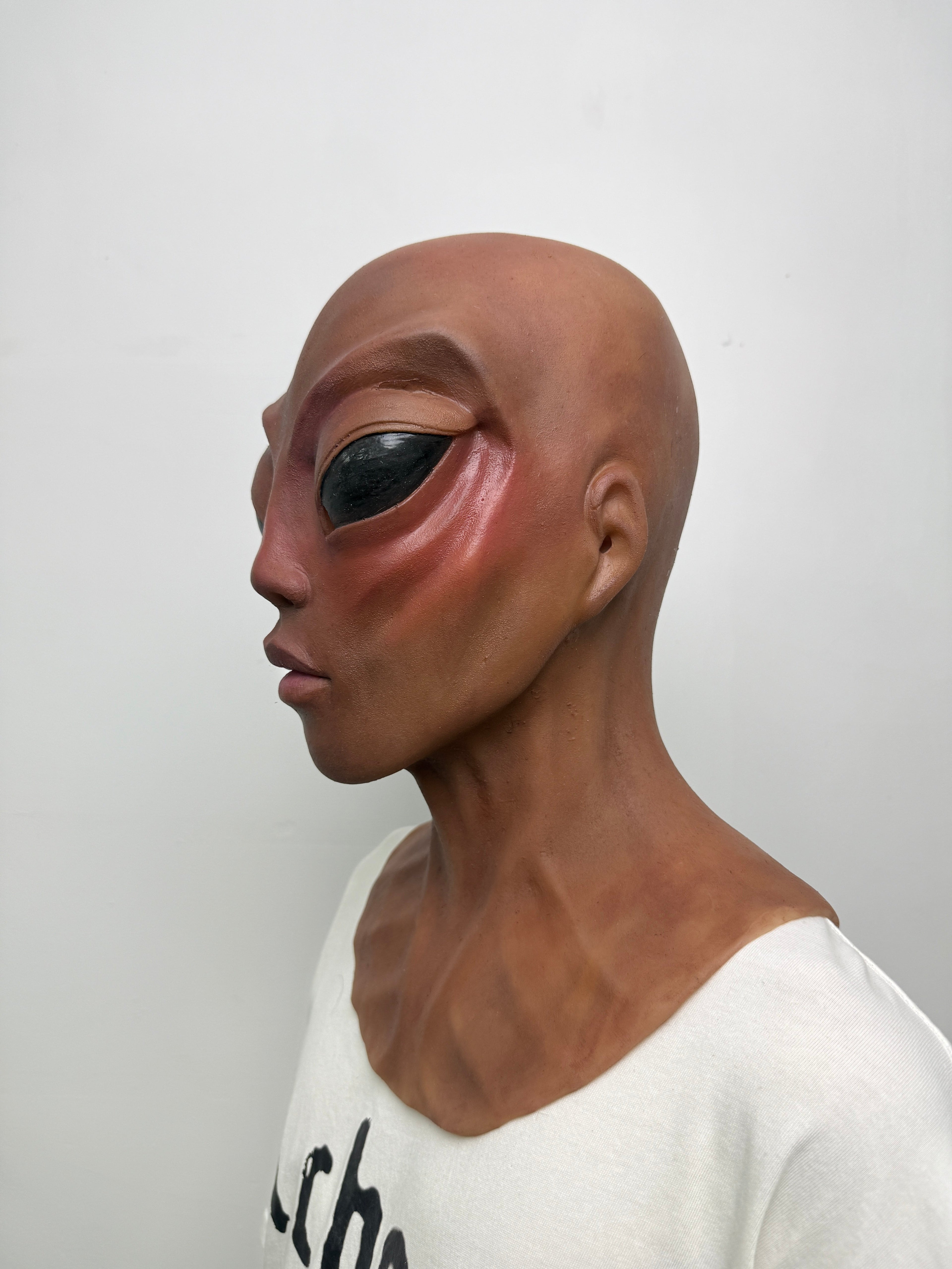 Realistic Alien Silicone Mask Full Head – Minimalist Extraterrestrial Mask for Disguise, Film & Cosplay