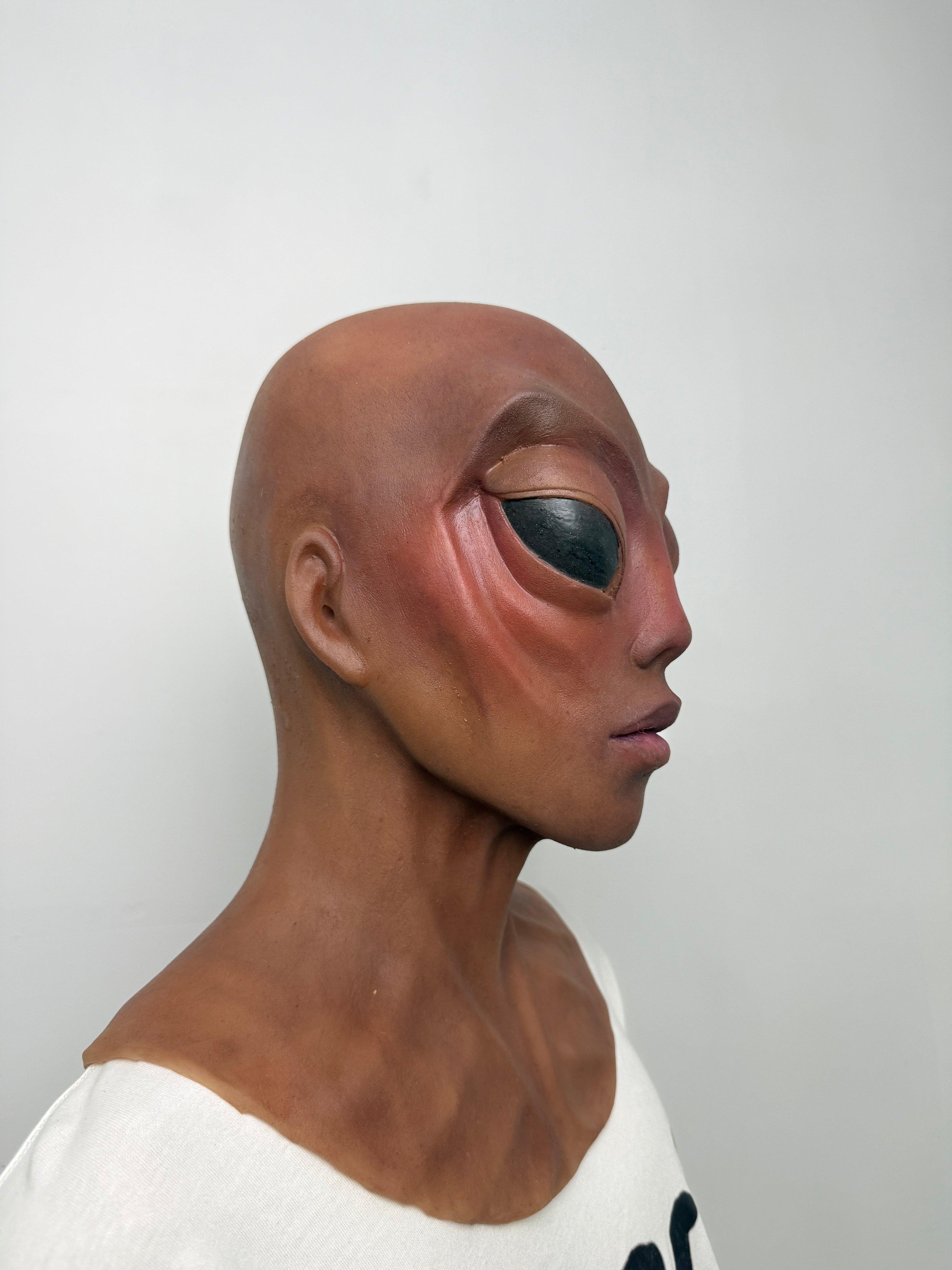 Realistic Alien Silicone Mask Full Head – Minimalist Extraterrestrial Mask for Disguise, Film & Cosplay