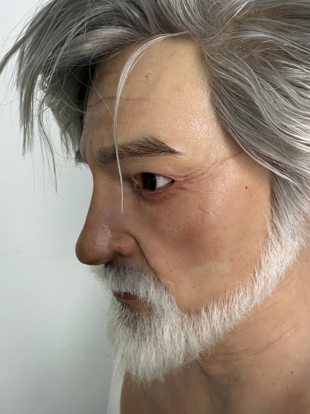 Ultra Realistic Old Man Silicone Mask Full Head with Beard for Cosplay & Film