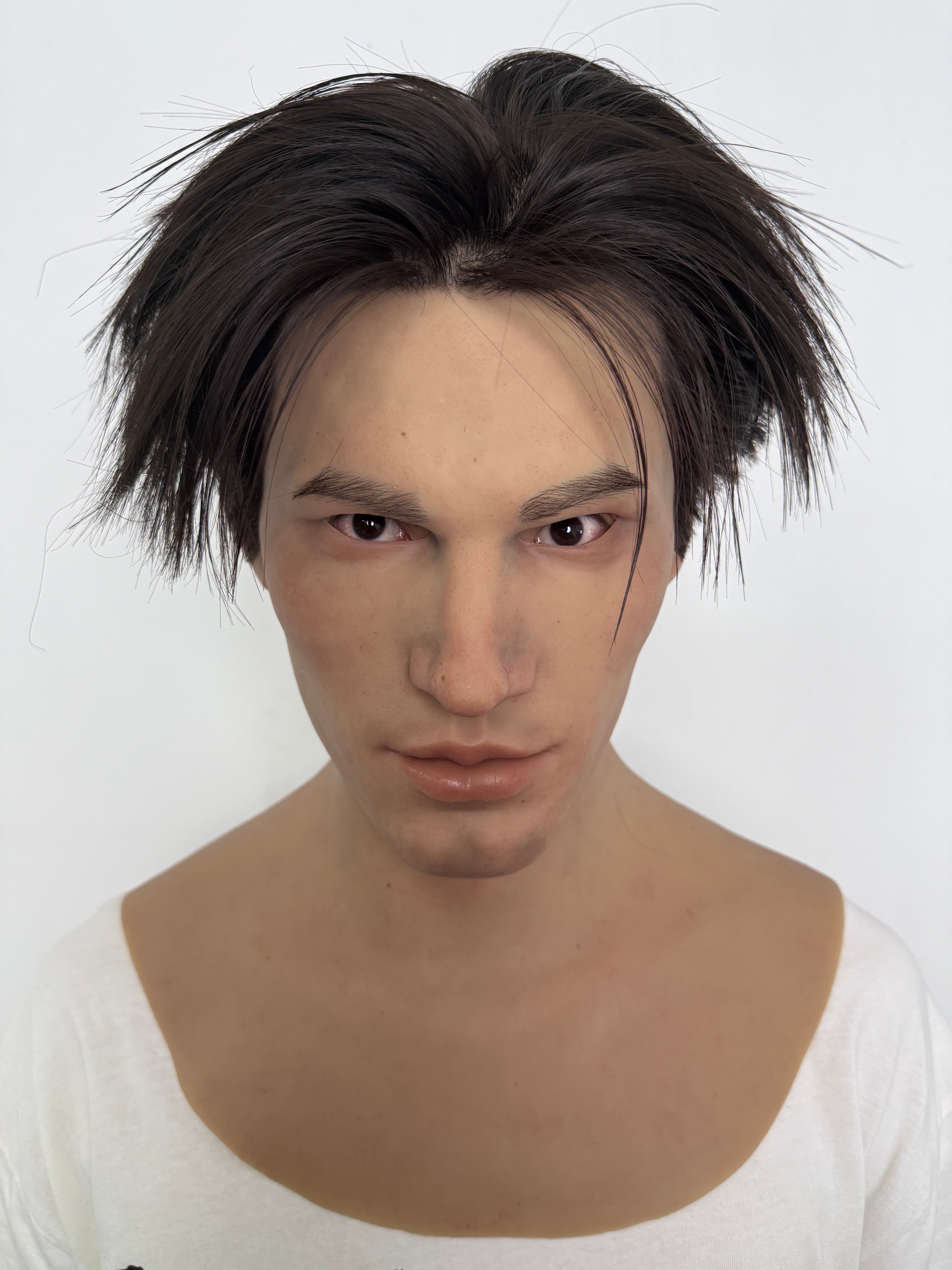 Ultra Realistic Young Asian Male Silicone Mask Full Head – Natural Skin Cosplay Disguise Mask with Hair