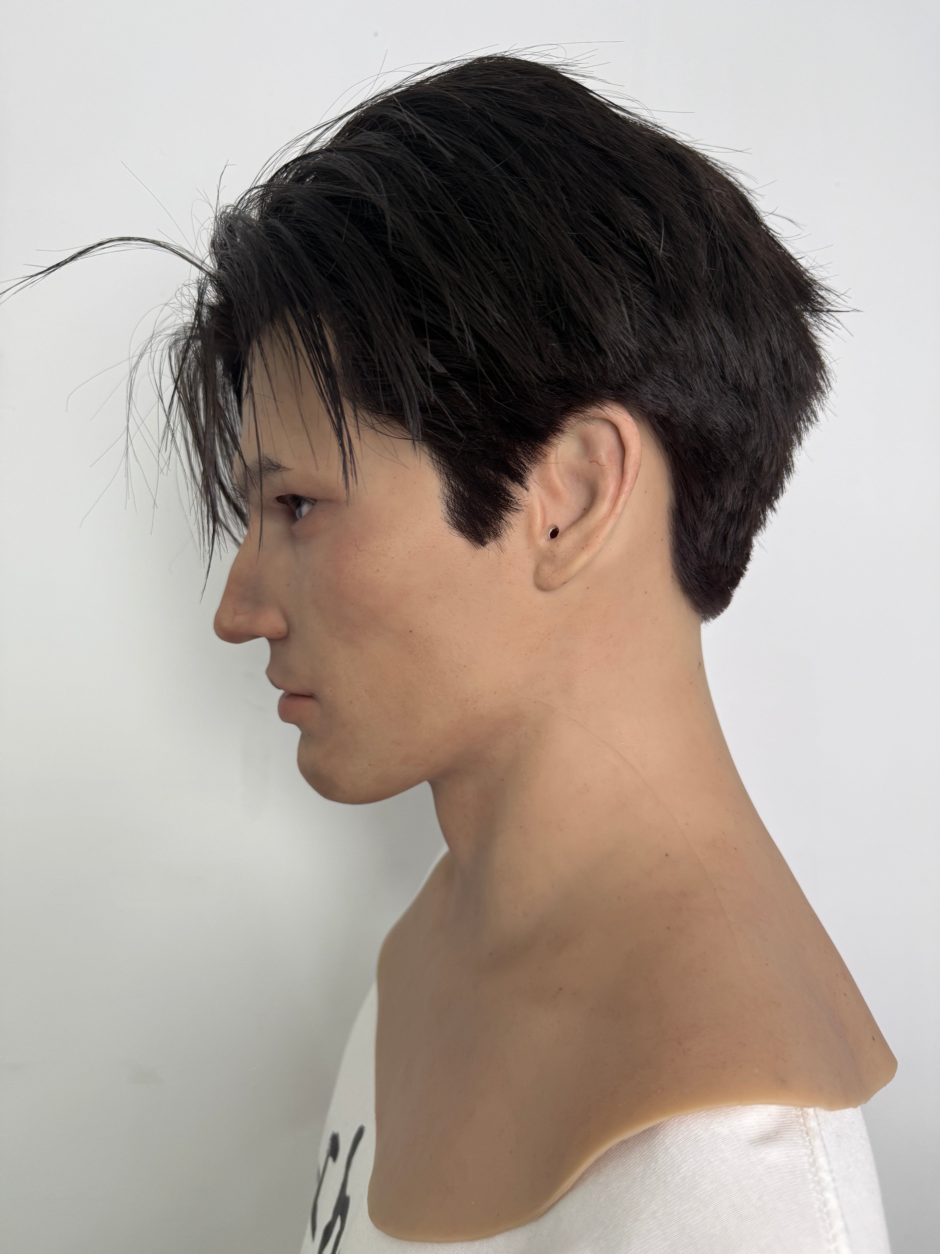 Ultra Realistic Young Asian Male Silicone Mask Full Head – Natural Skin Cosplay Disguise Mask with Hair