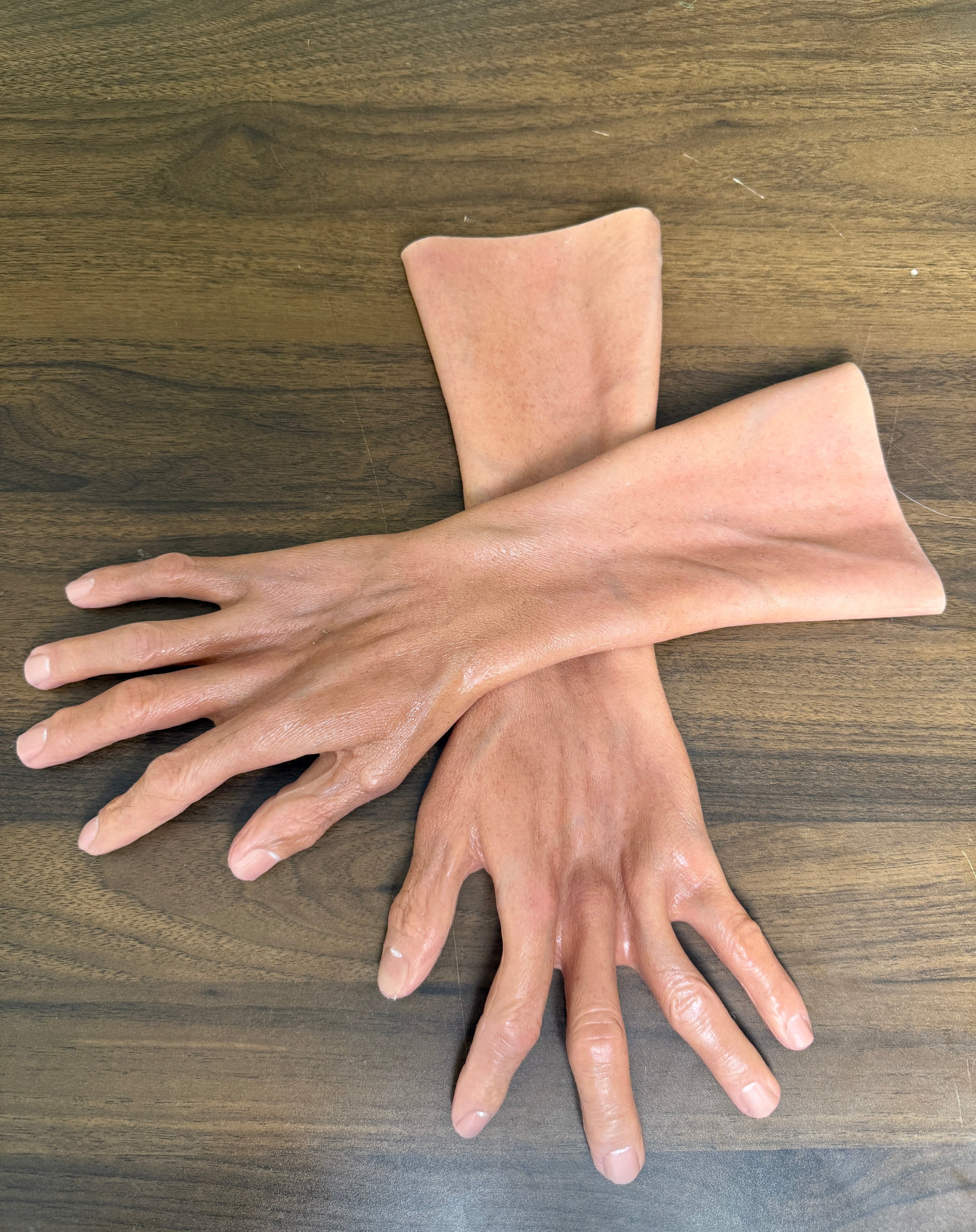 Hyper Realistic Silicone Hands with Forearm – Ultra Lifelike Wearable Hands for Full Disguise & Mask Matching