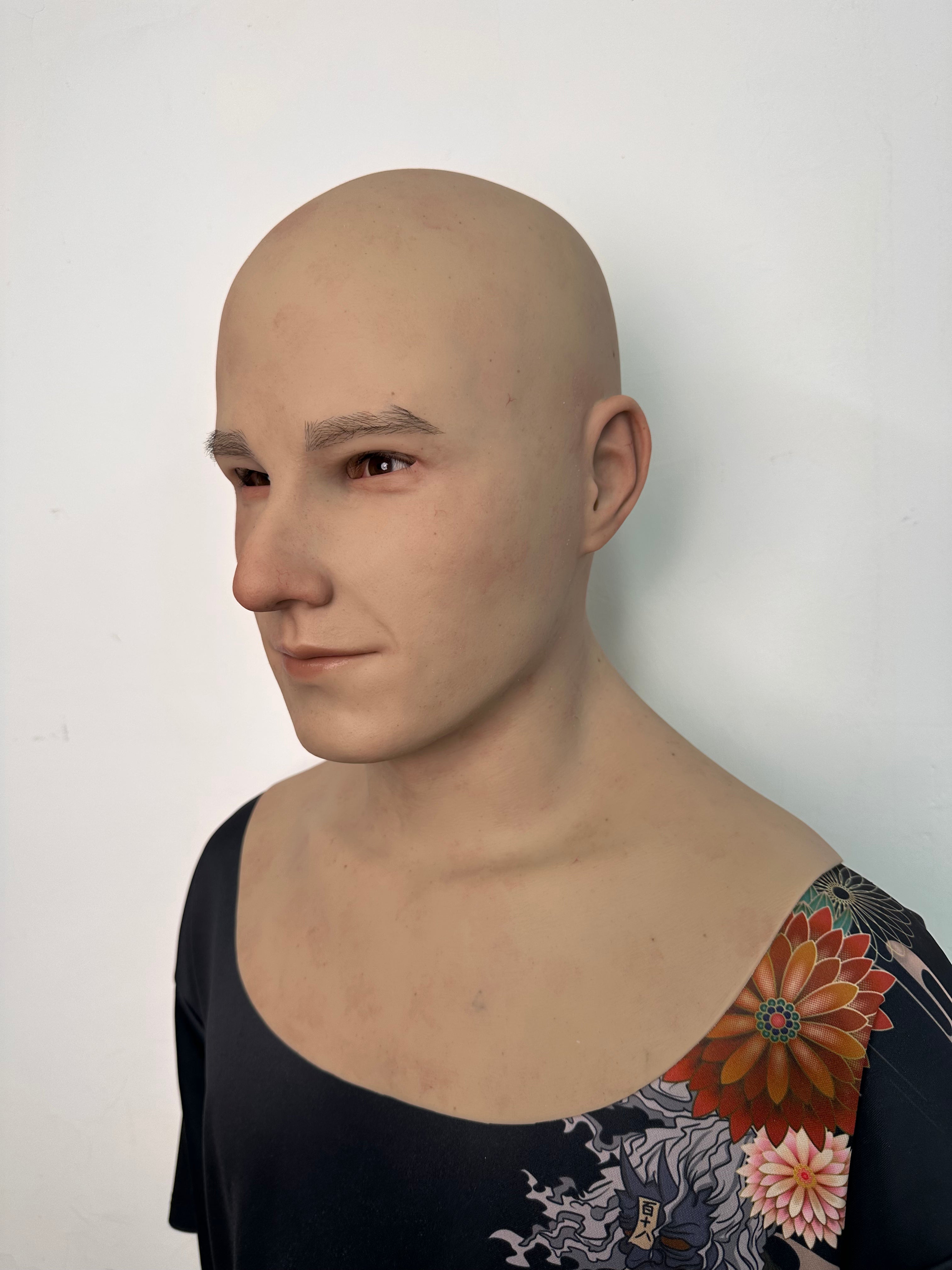 Ultra Realistic Bald Young Man Silicone Mask Full Head – Hyper Real Male Disguise Mask for Cosplay, Prank & Film