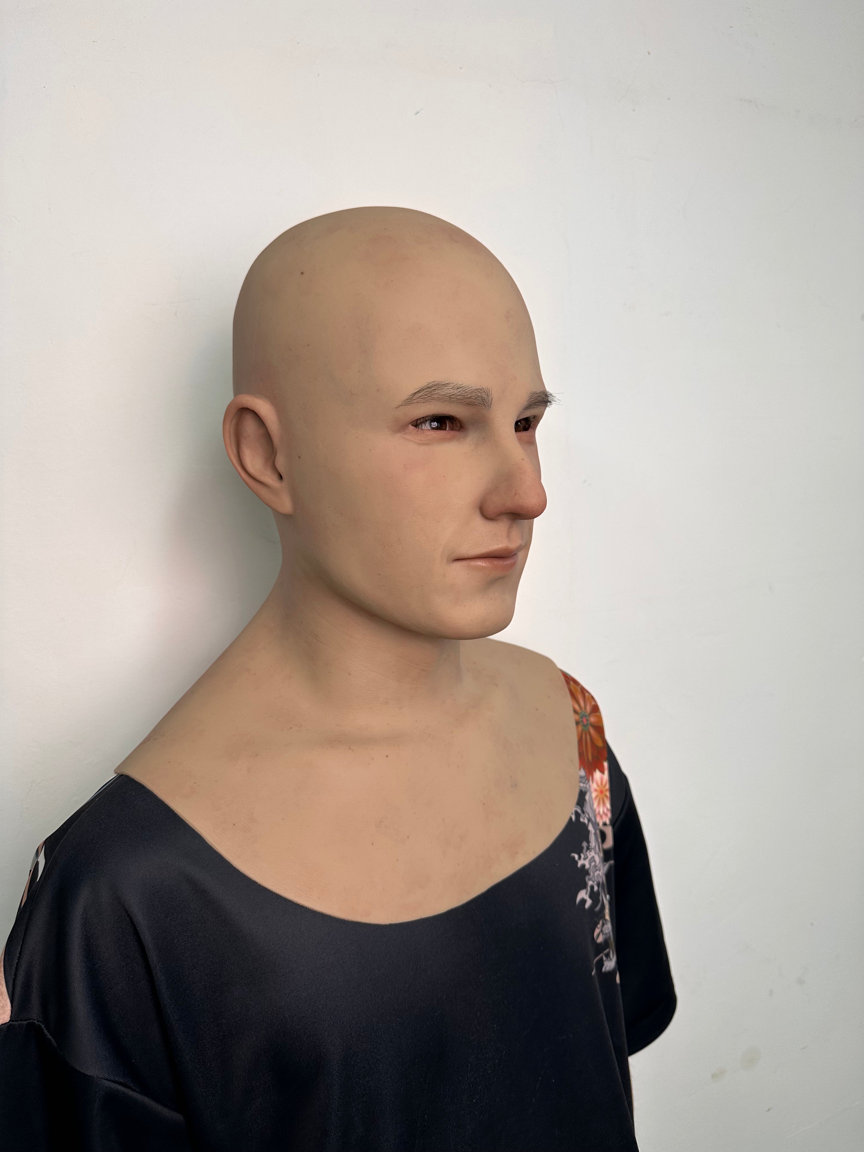 Ultra Realistic Bald Young Man Silicone Mask Full Head – Hyper Real Male Disguise Mask for Cosplay, Prank & Film