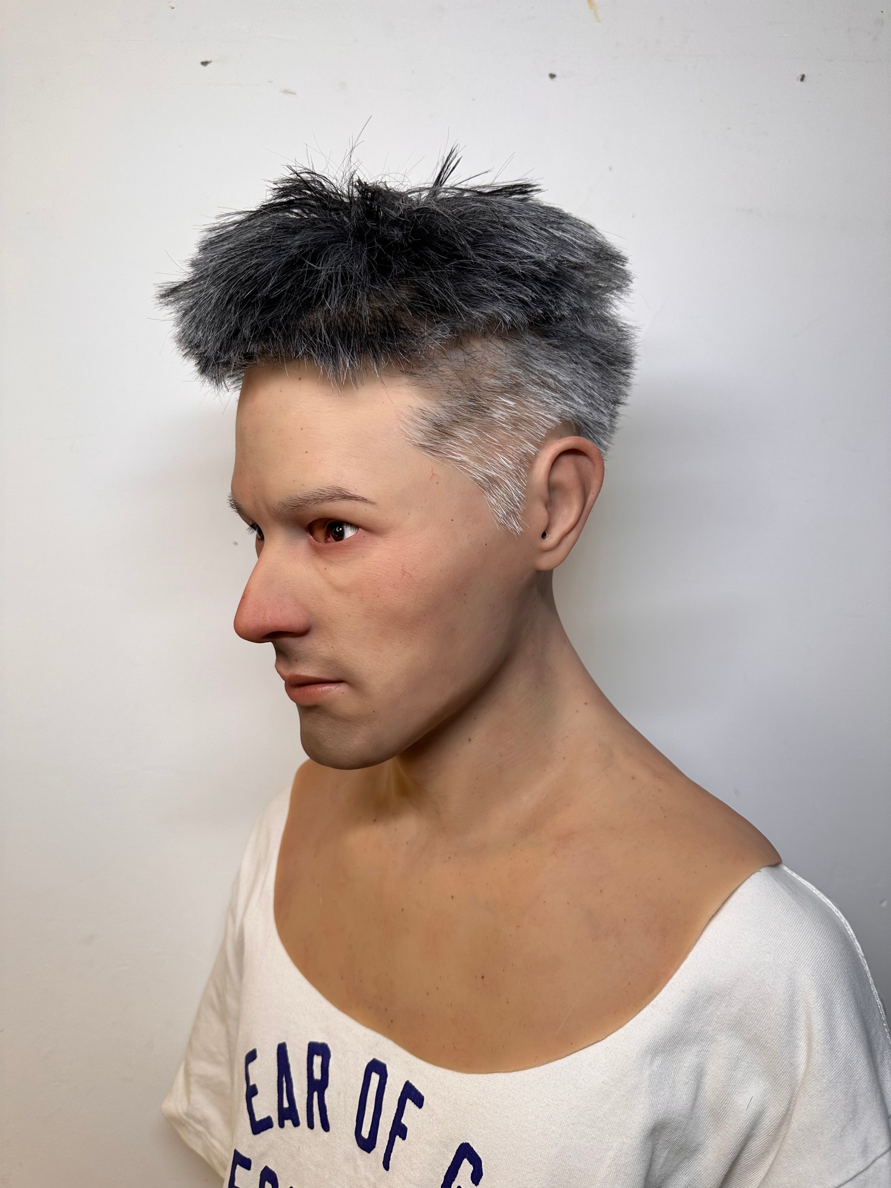 Ultra Realistic Silicone Mask with Hair – Full Head Human Disguise Mask for Film, Cosplay & Prank