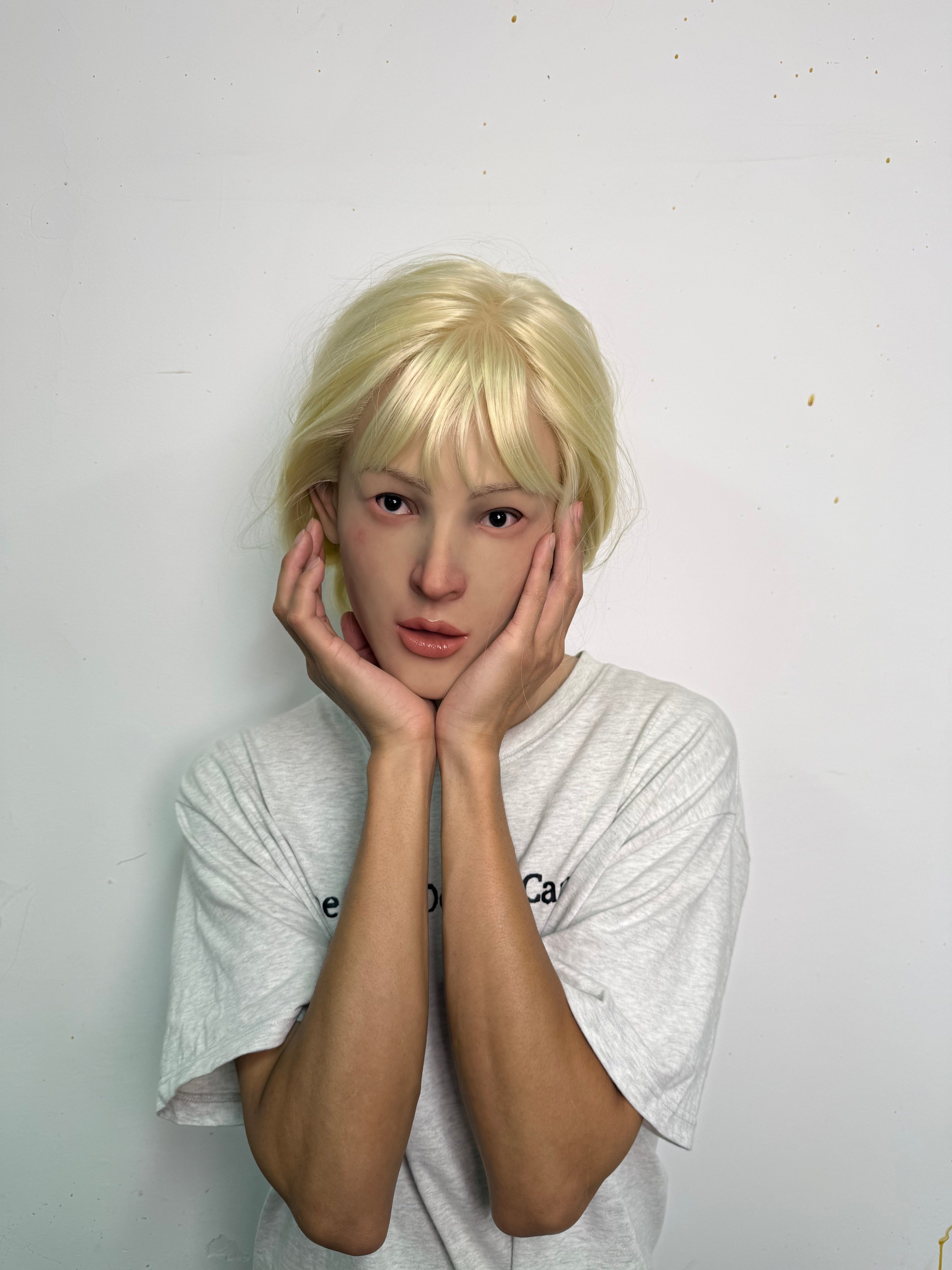 Ultra Realistic Blonde Female Silicone Mask Full Head – Hyper Real Young Woman Mask for Cosplay, Disguise & Film
