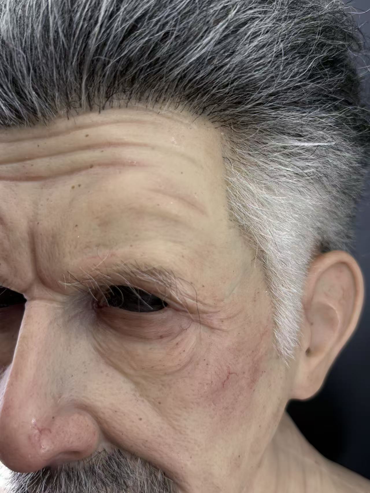 Hyper Realistic Old Man Silicone Mask with Hair – Movie Quality Aging Face Mask for Film, Prank & Disguise
