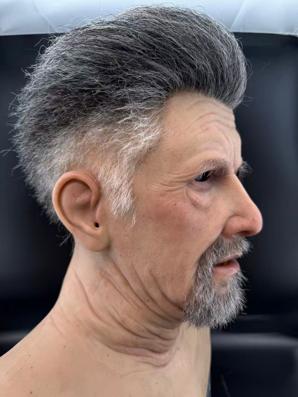 Hyper Realistic Old Man Silicone Mask with Hair – Movie Quality Aging Face Mask for Film, Prank & Disguise
