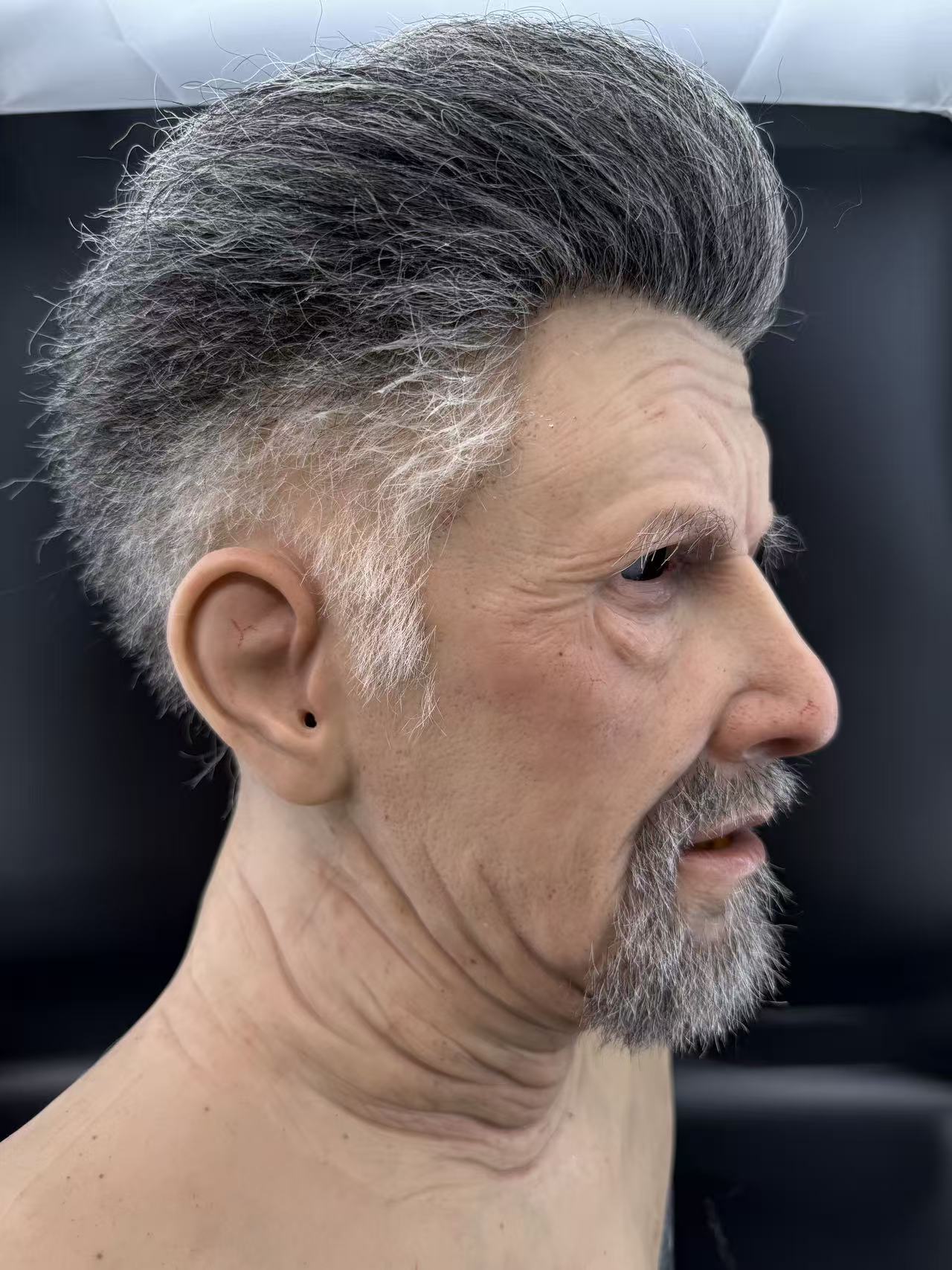 Hyper Realistic Old Man Silicone Mask with Hair – Movie Quality Aging Face Mask for Film, Prank & Disguise