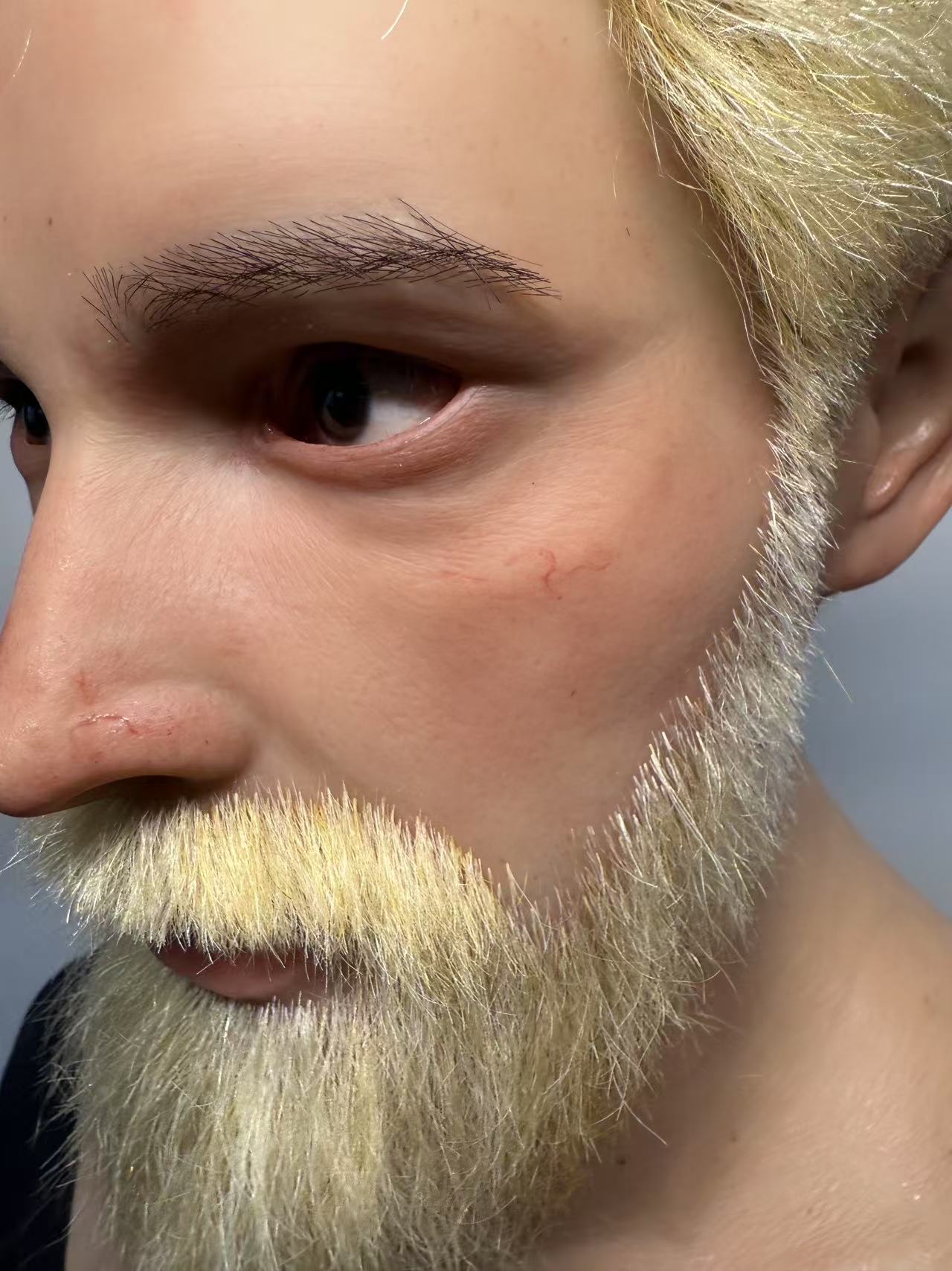 Ultra Realistic Silicone Mask Full Head – Blonde Beard Male Face Mask for Cosplay, Disguise & Film Production