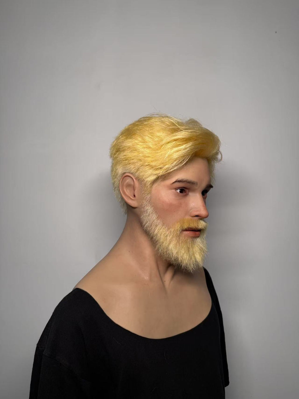 Ultra Realistic Silicone Mask Full Head – Blonde Beard Male Face Mask for Cosplay, Disguise & Film Production