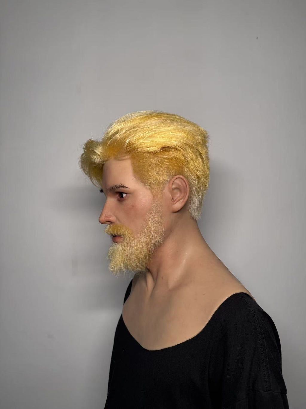 Ultra Realistic Silicone Mask Full Head – Blonde Beard Male Face Mask for Cosplay, Disguise & Film Production