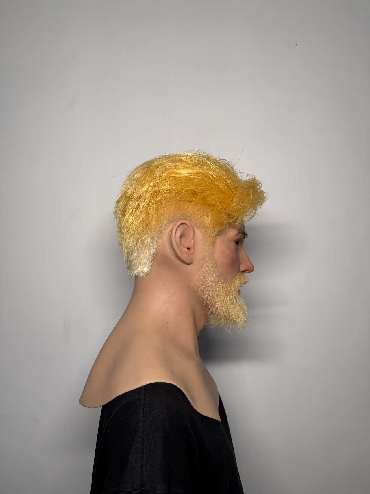 Ultra Realistic Silicone Mask Full Head – Blonde Beard Male Face Mask for Cosplay, Disguise & Film Production