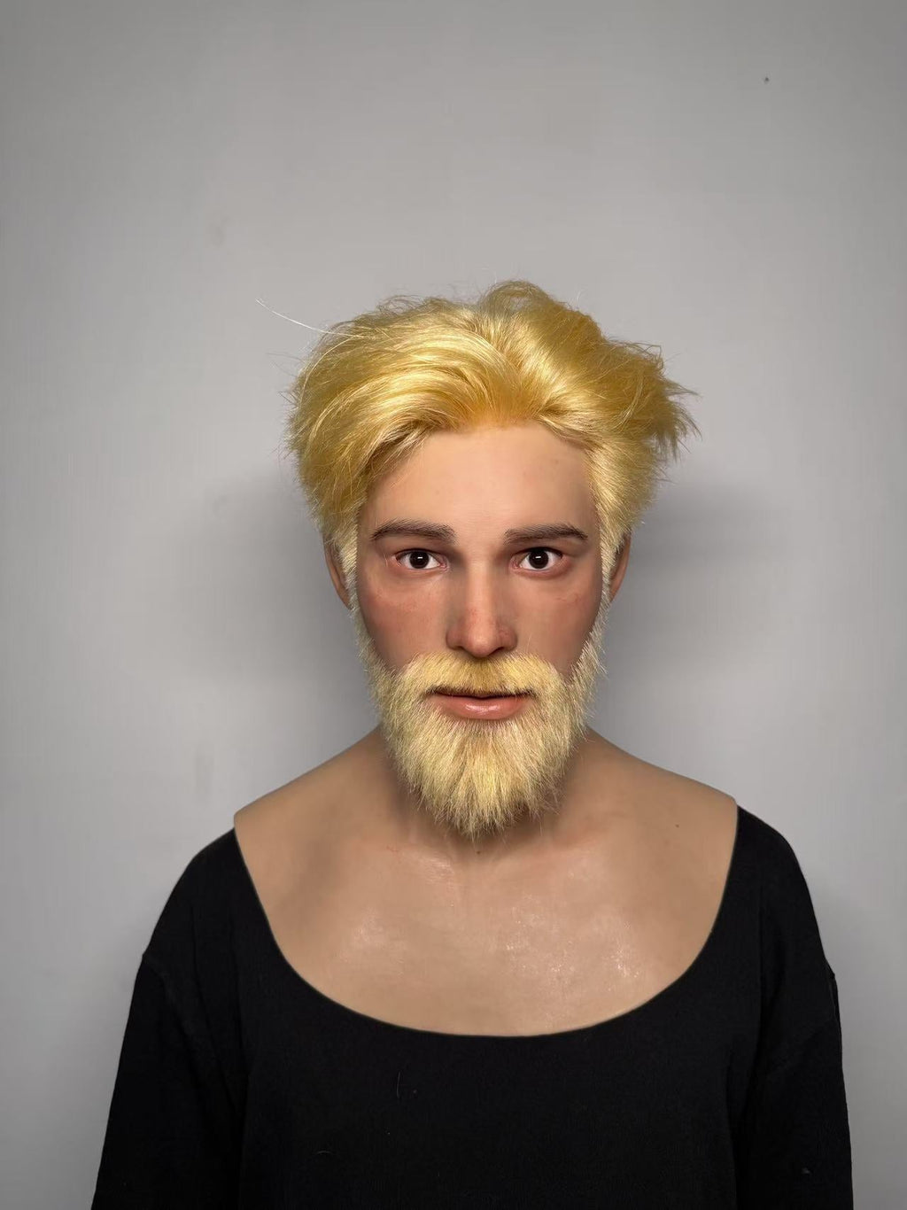 Ultra Realistic Silicone Mask Full Head – Blonde Beard Male Face Mask for Cosplay, Disguise & Film Production