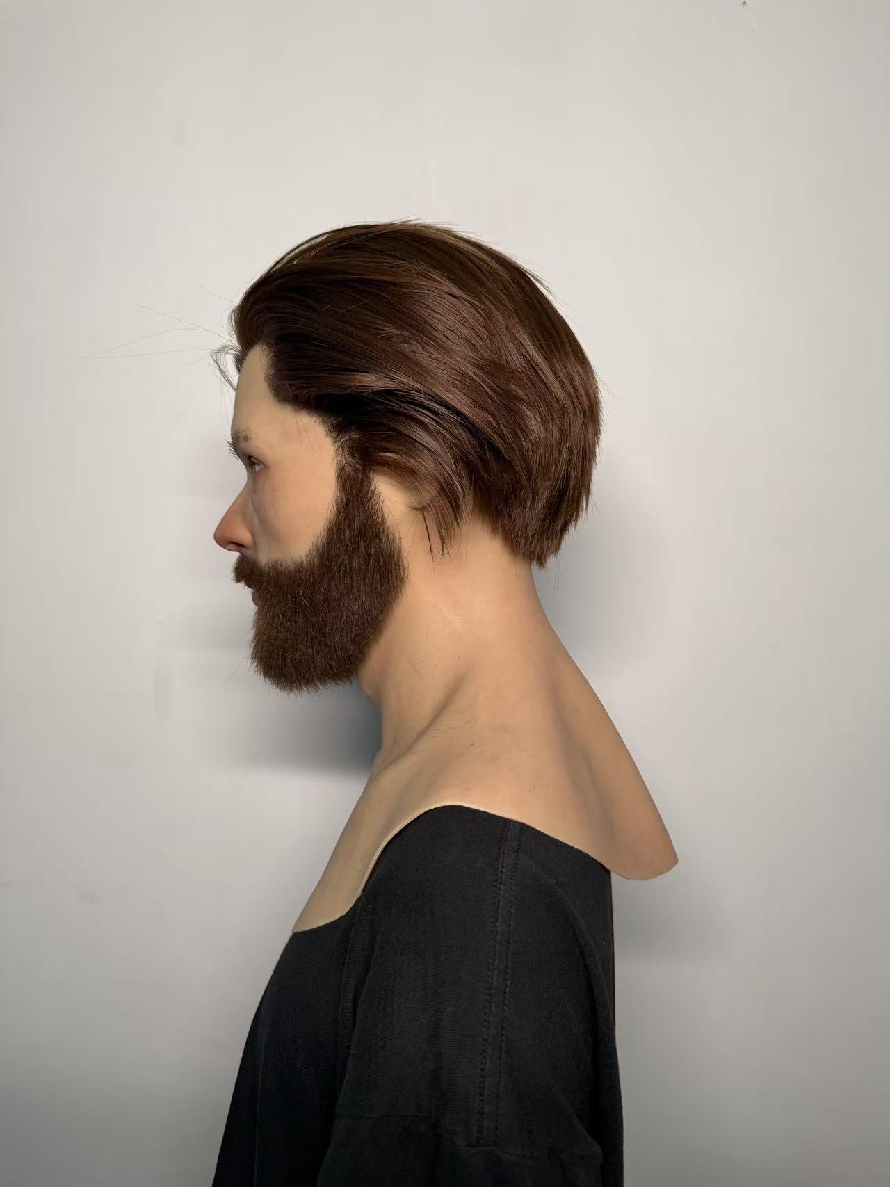 Ultra Realistic Silicone Mask with Hair & Beard – Full Head Male Disguise Mask for Film, Prank & Cosplay